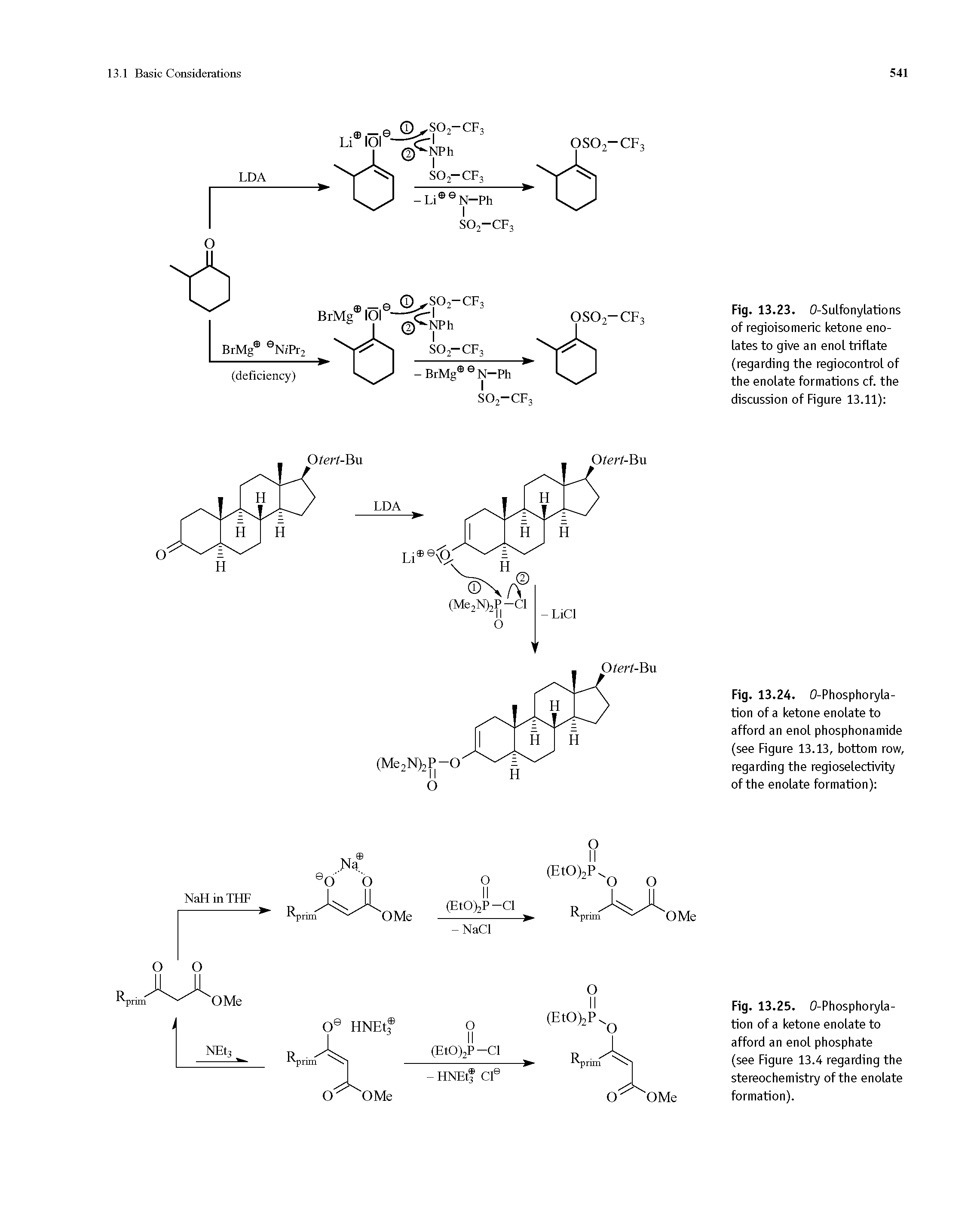 Fig. 13.24. O-Phosphoryla-tion of a ketone enolate to afford an enol phosphonamide (see Figure 13.13, bottom row, regarding the regioselectivity of the enolate formation) ...
