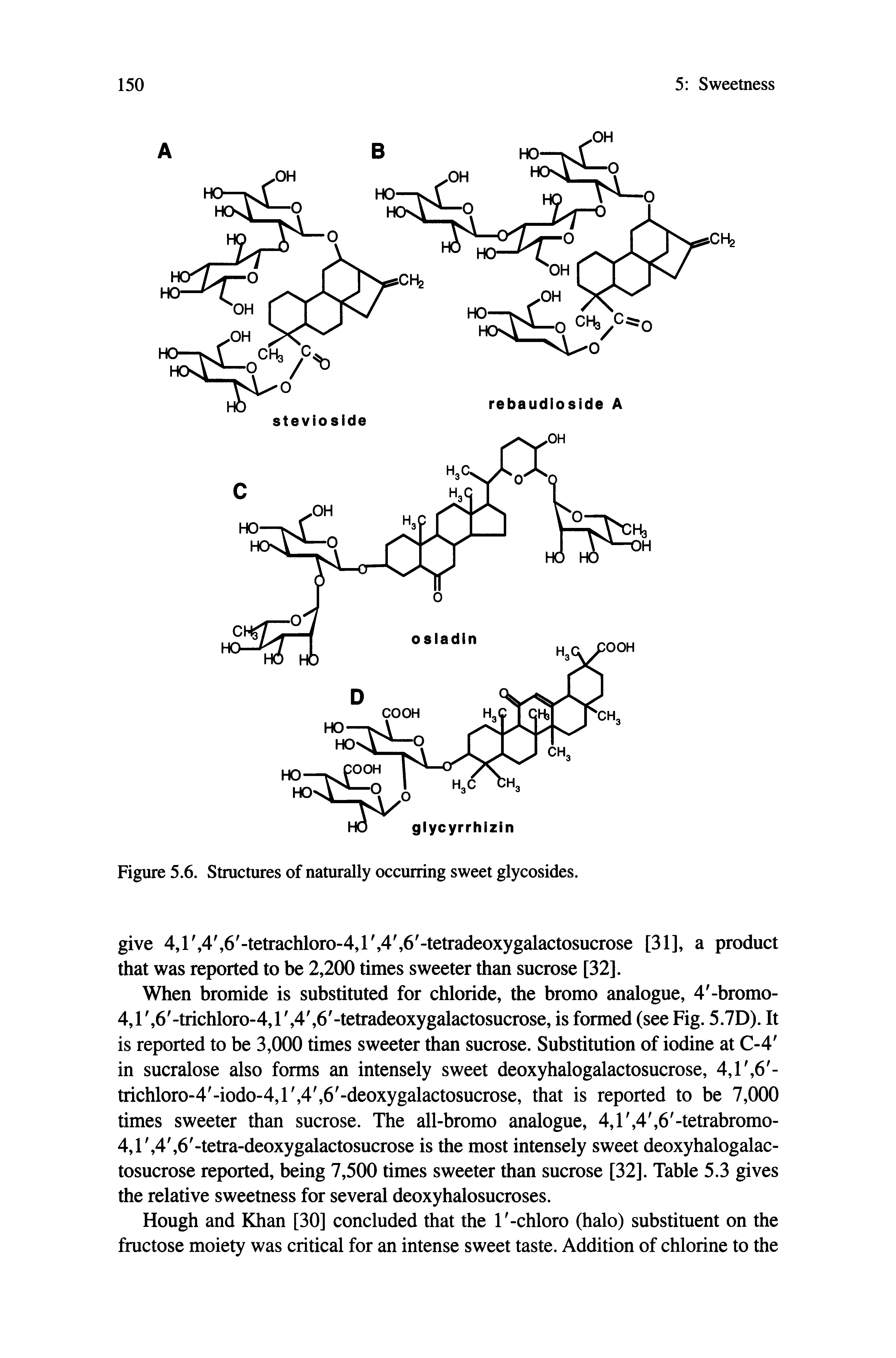 Figure 5.6. Structures of naturally occurring sweet glycosides.