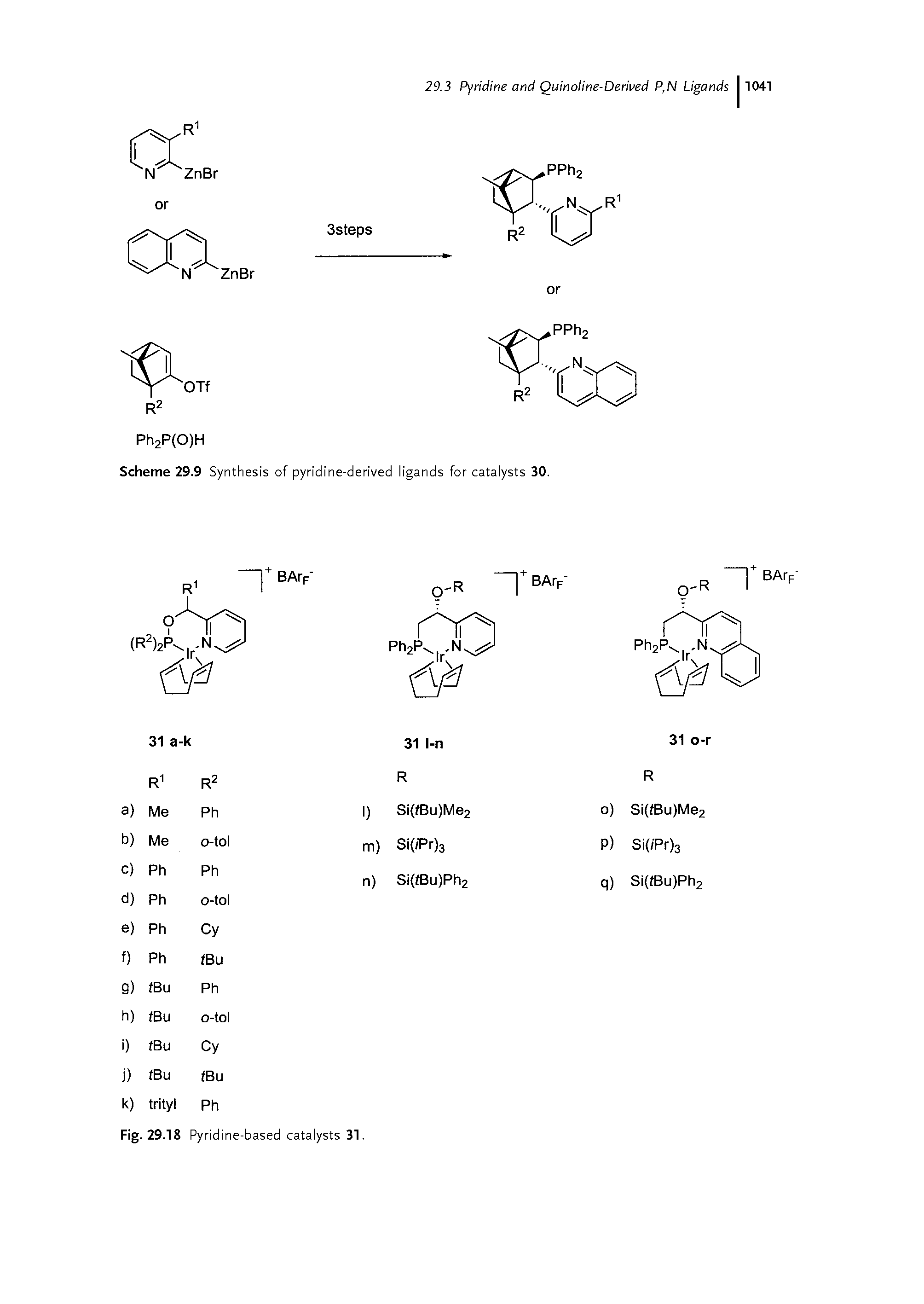Scheme 29.9 Synthesis of pyridine-derived ligands for catalysts 30.