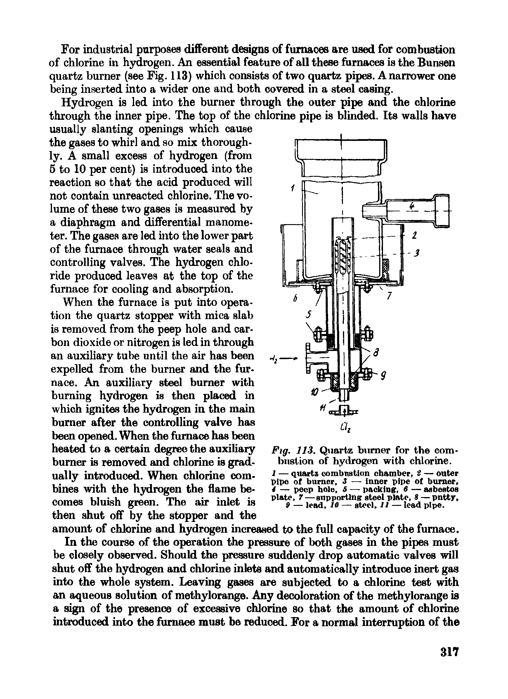 Fig. 113. Quartz burner for the combustion of hydrogen with chlorine.