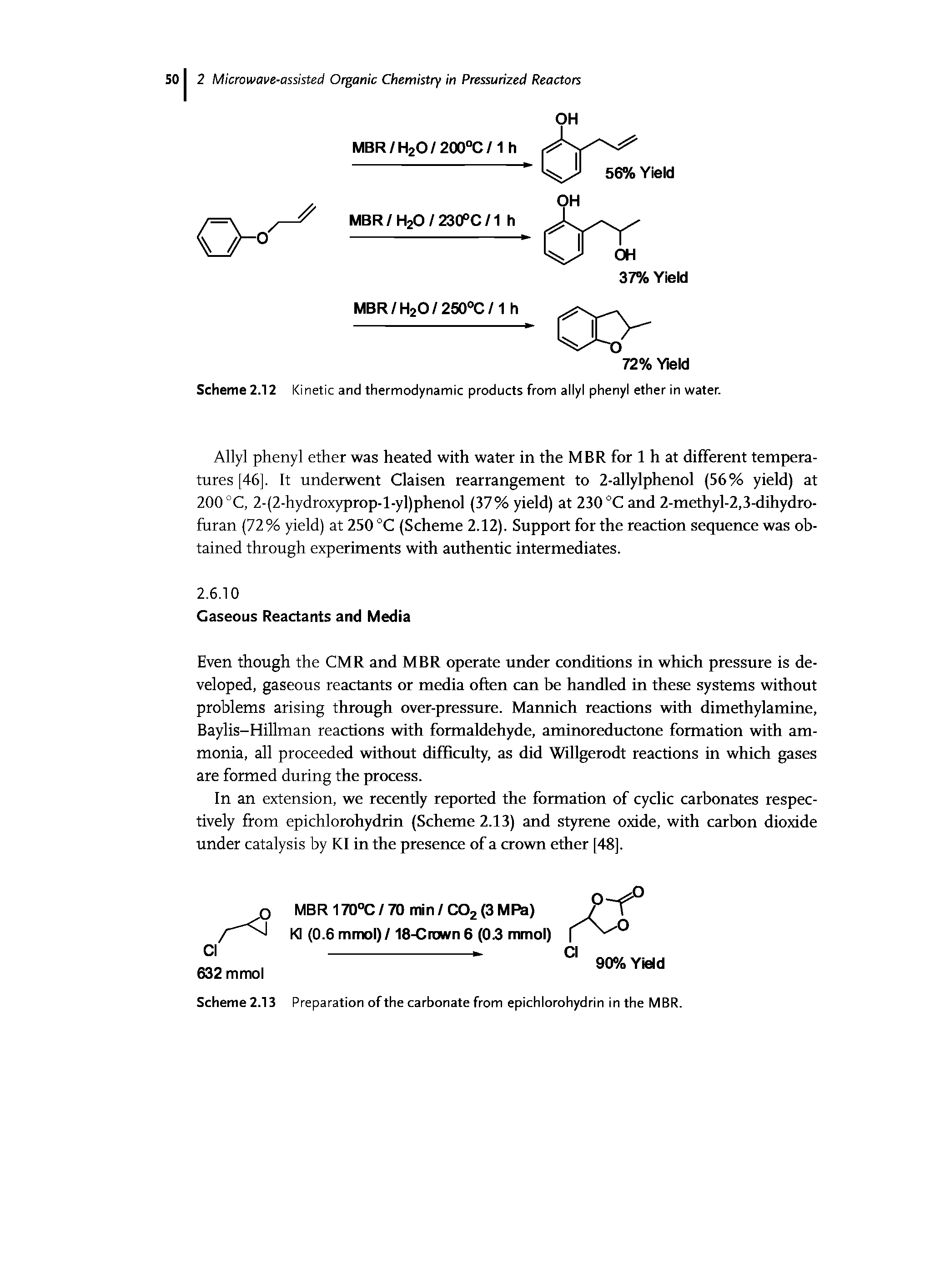 Scheme 2.12 Kinetic and thermodynamic products from allyl phenyl ether in water.