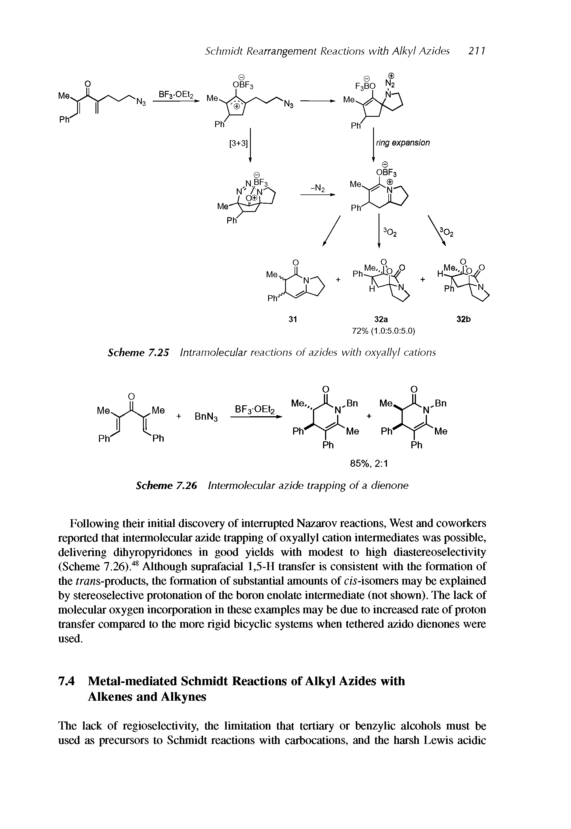 Scheme 7.25 Intramolecular reactions of azides with oxyallyl cations...