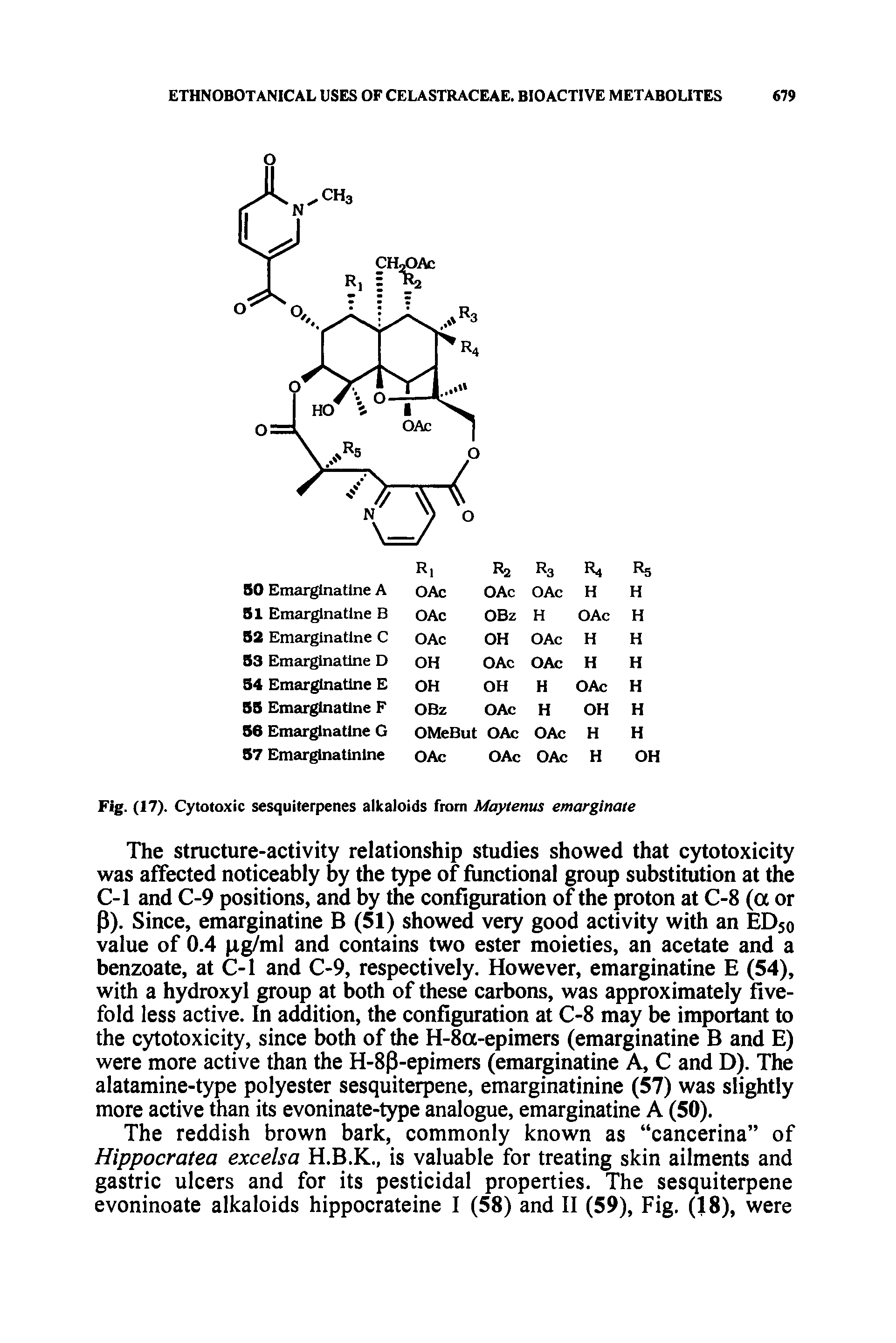 Fig. (17). Cytotoxic sesquiterpenes alkaloids from Maytemts emarginate...
