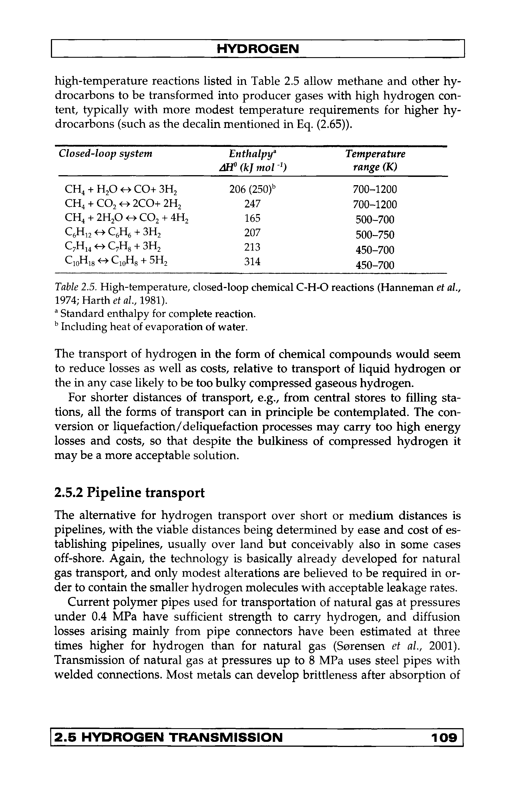 Table 2.5. High-temperature, closed-loop chemical C-H-O reactions (Hanneman el ah, 1974 Harth et al, 1981).
