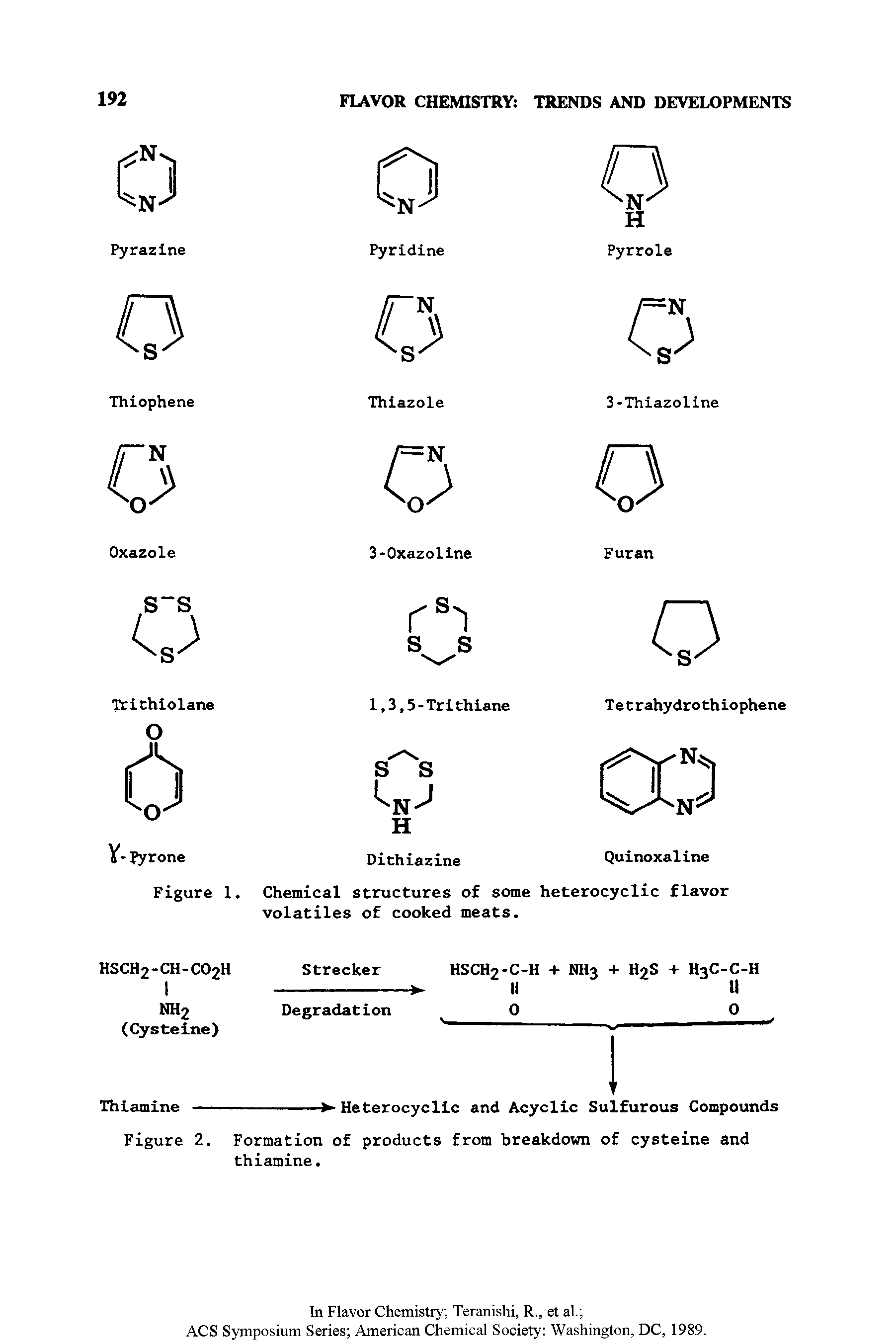 Figure 2. Formation of products from breakdown of cysteine and thiamine.