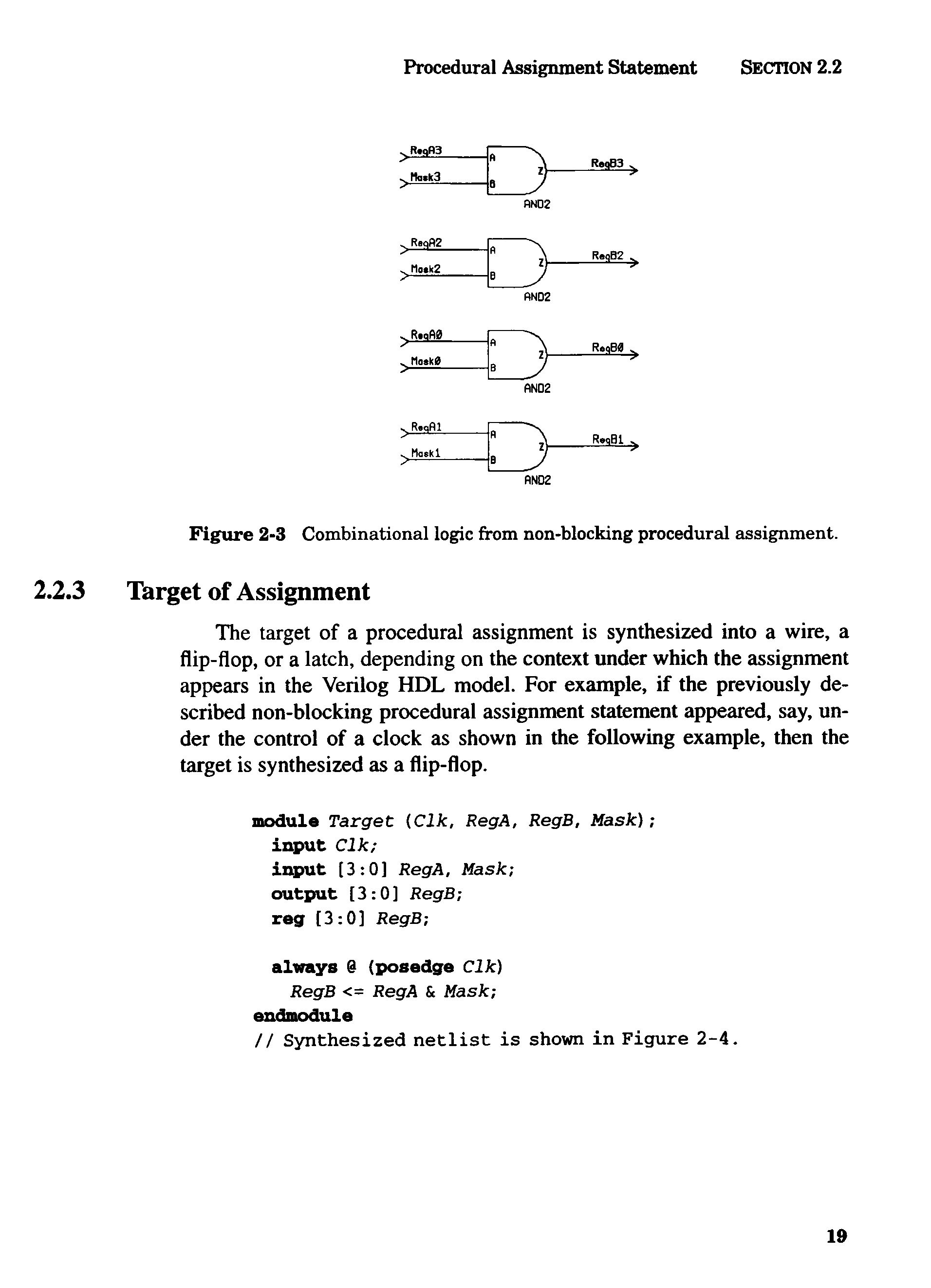 Figure 2-3 Combinational logic from non-blocking procedural assignment.