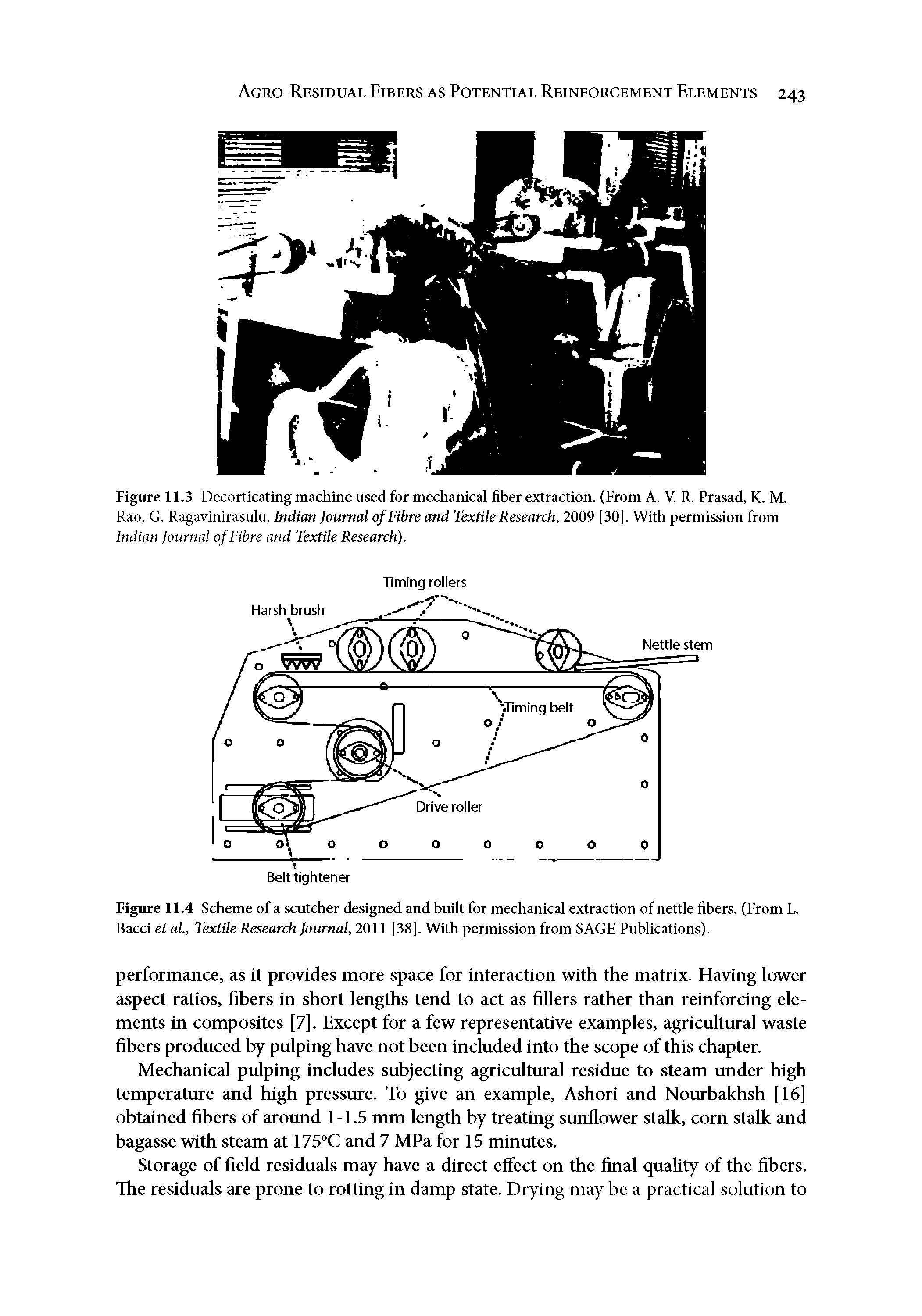 Figure 11.3 Decorticating machine used for mechanical fiber extraction. (From A. V. R. Prasad, K. M. Rao, G. Ragavmrrasulu, Indian Journal of Fibre and Textile Research, 2009 [30]. With permission from Indian Journal of Fibre and Textile Research).
