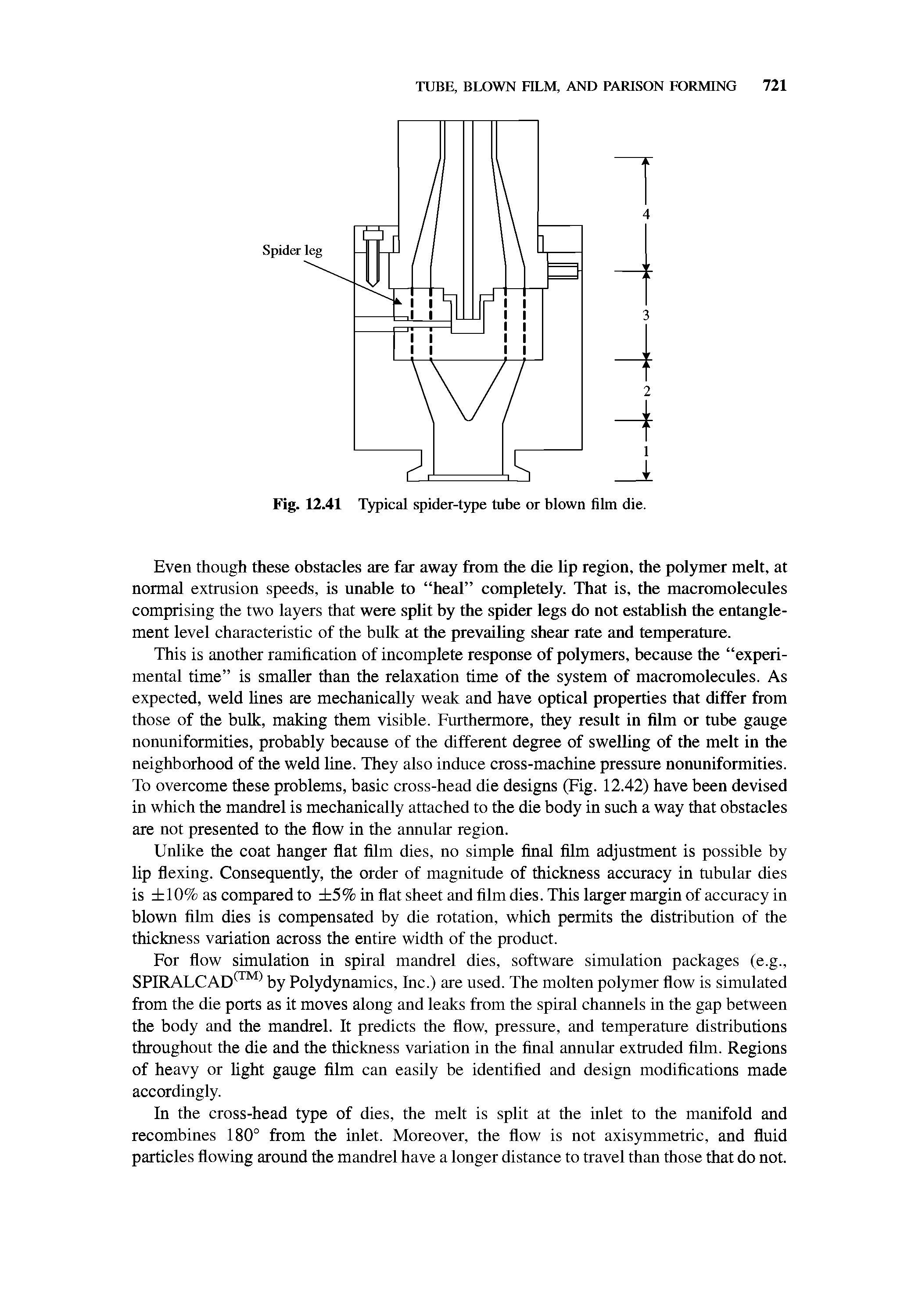 Fig. 12.41 Typical spider-type tube or blown film die.