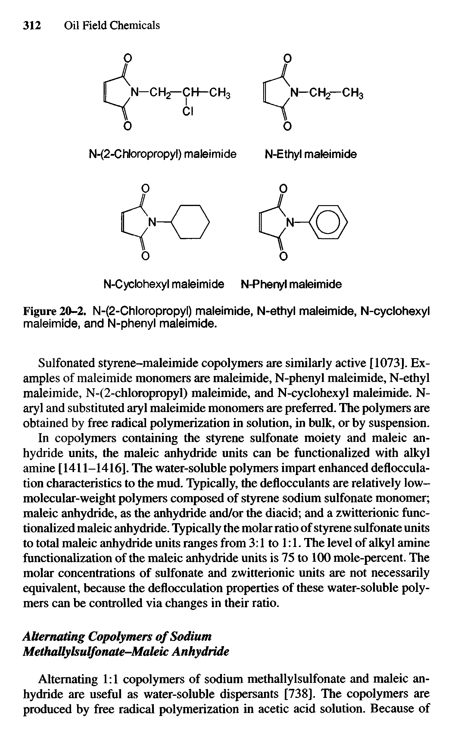 Figure 20-2. N-(2-Chloropropyl) maleimide, N-ethyl maleimide, N-cyclohexyl maleimide, and N-phenyl maleimide.