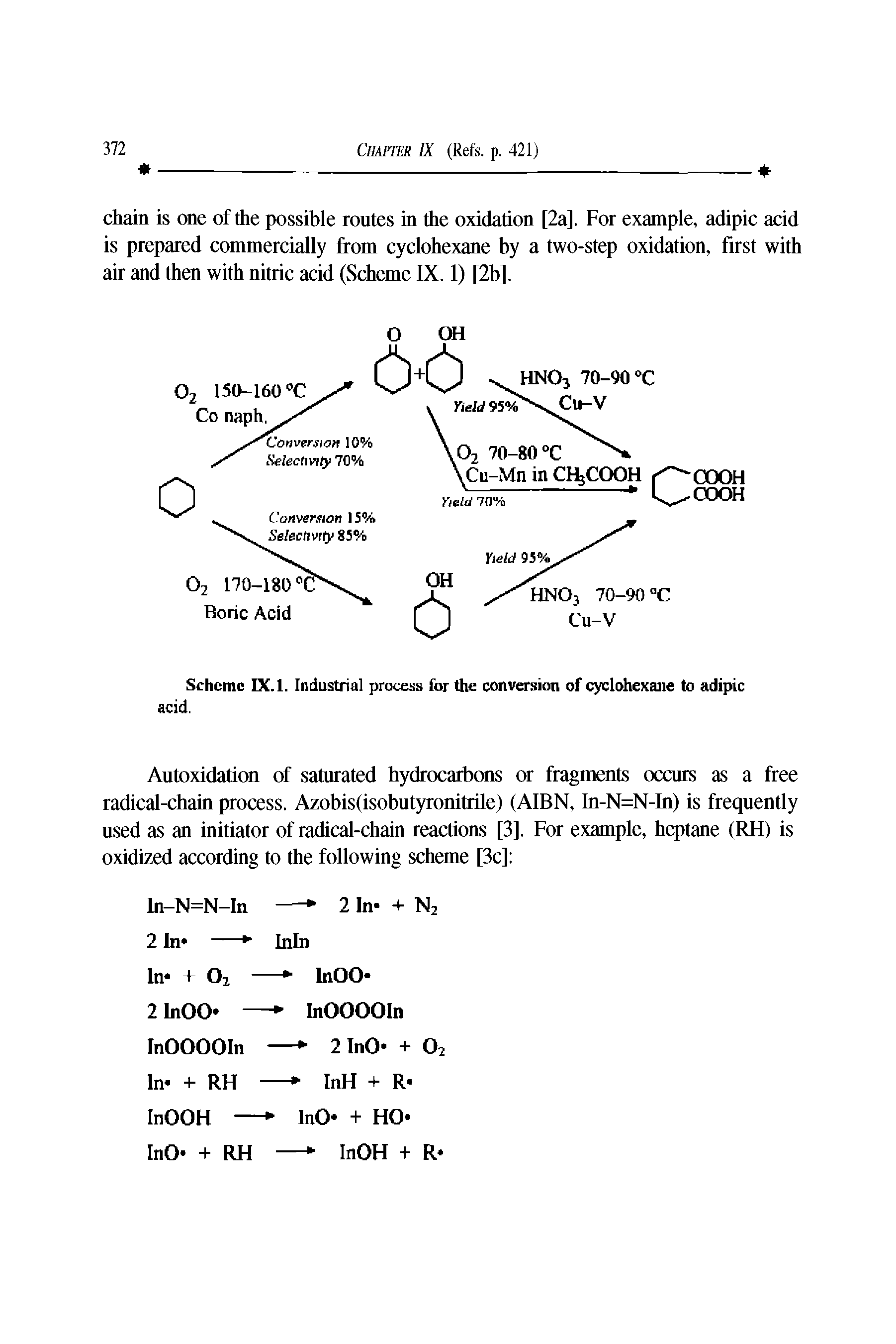 Scheme IX. 1. Industrial process for the conversion of cyclohexane to adipic...