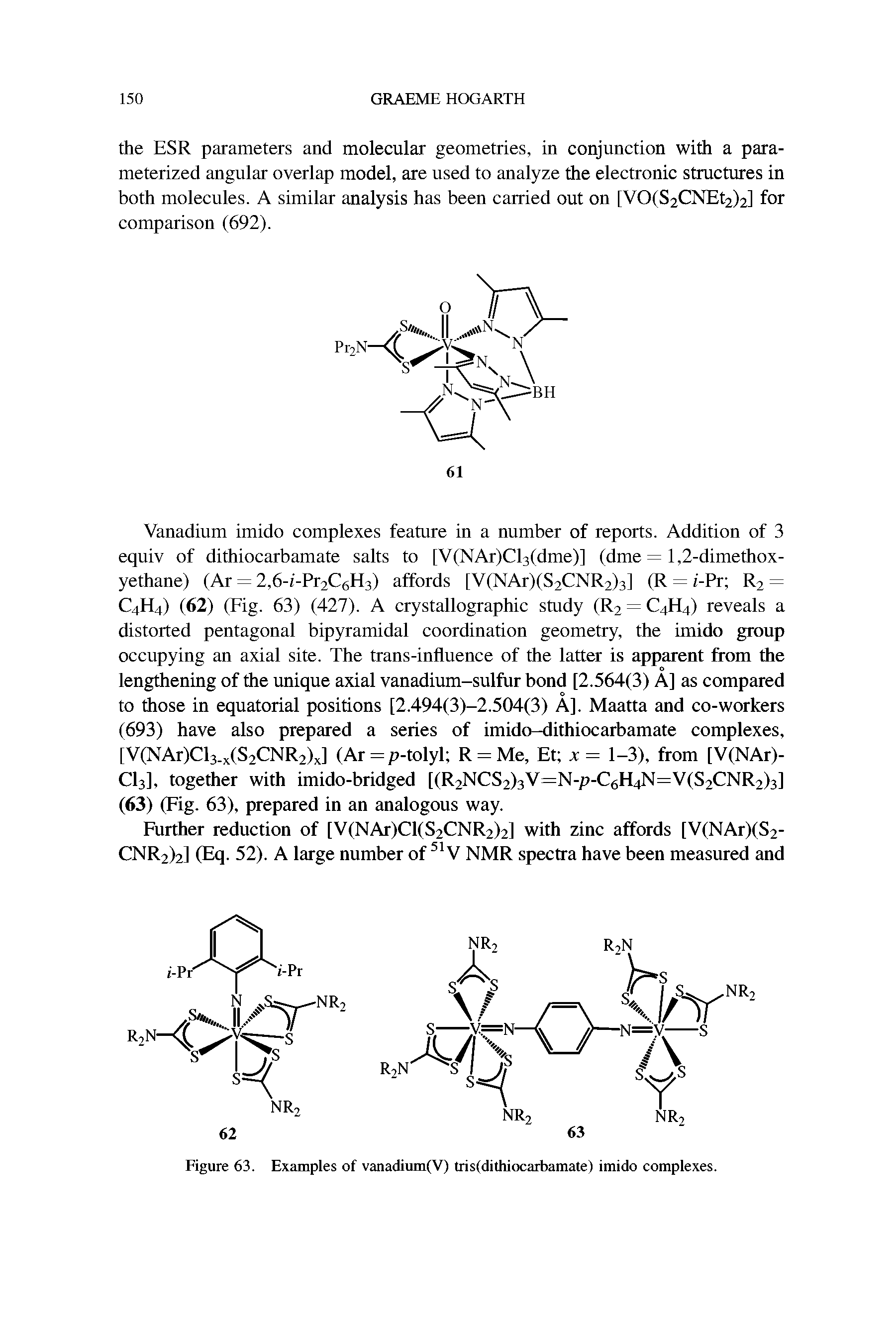 Figure 63. Examples of vanadium(V) tris(dithiocarbamate) imido complexes.