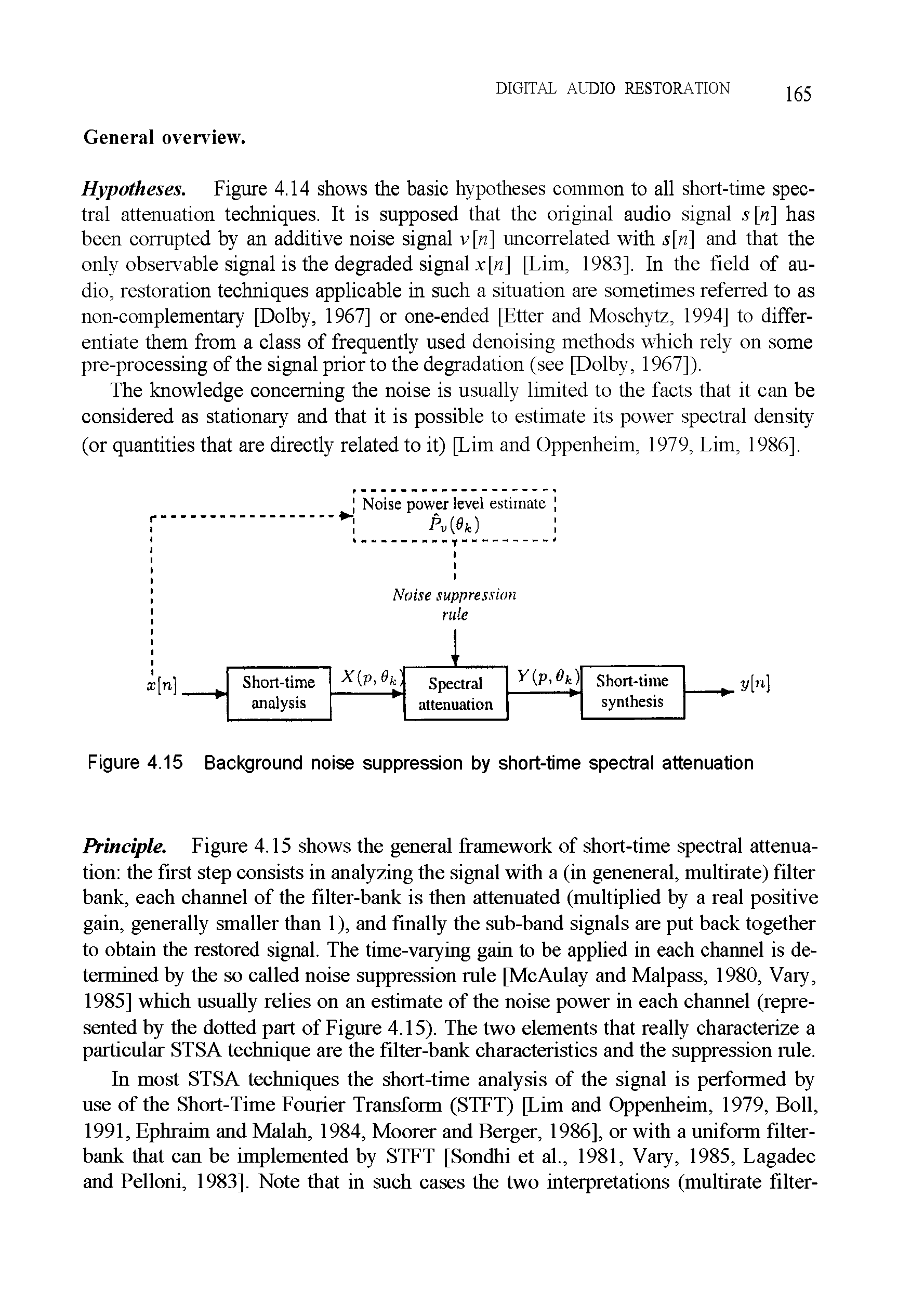 Figure 4.15 Background noise suppression by short-time spectral attenuation...