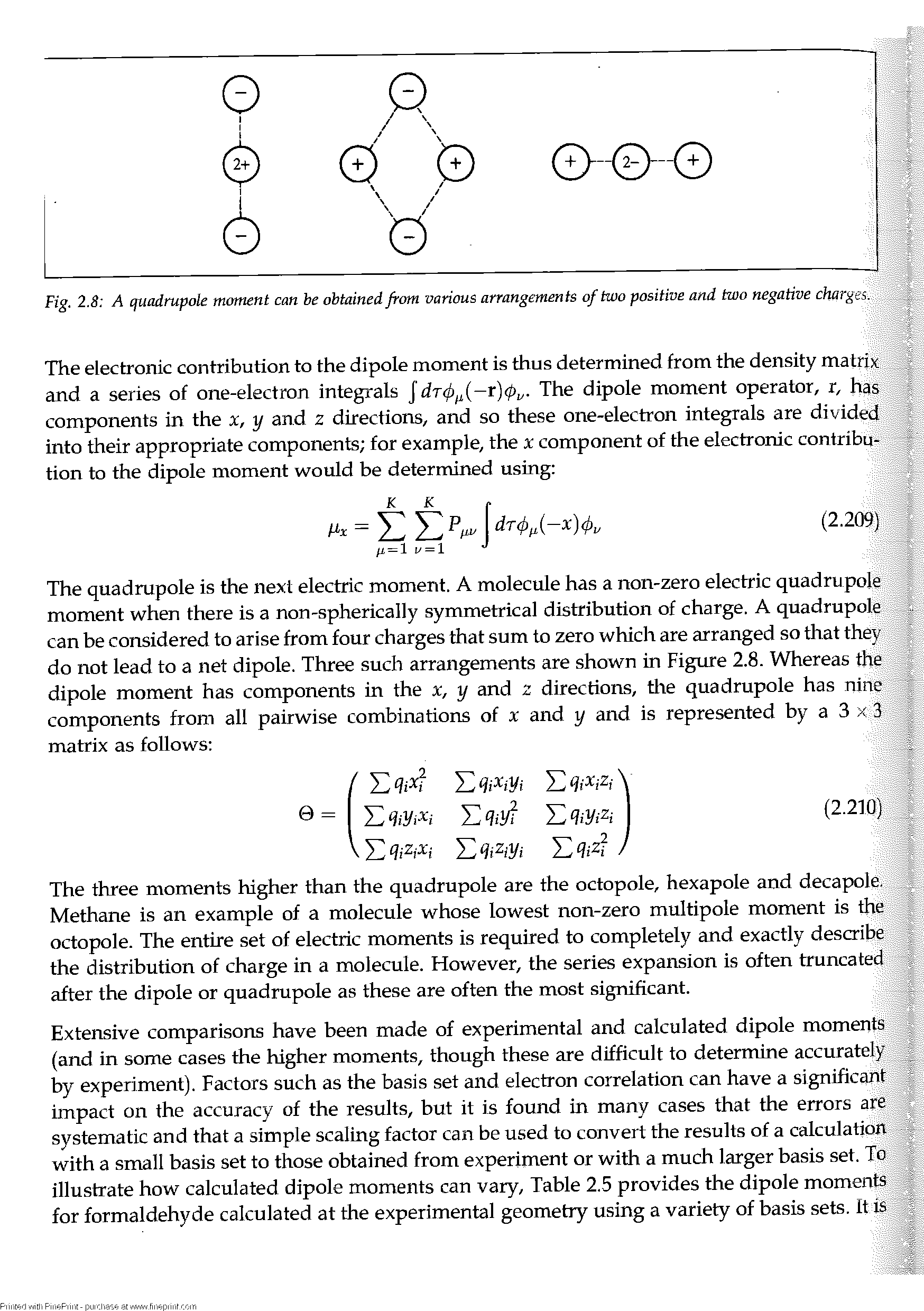 Fig. 2.8 A quadrupole moment can he obtained from various arrangements of two positive and two negative chargt...