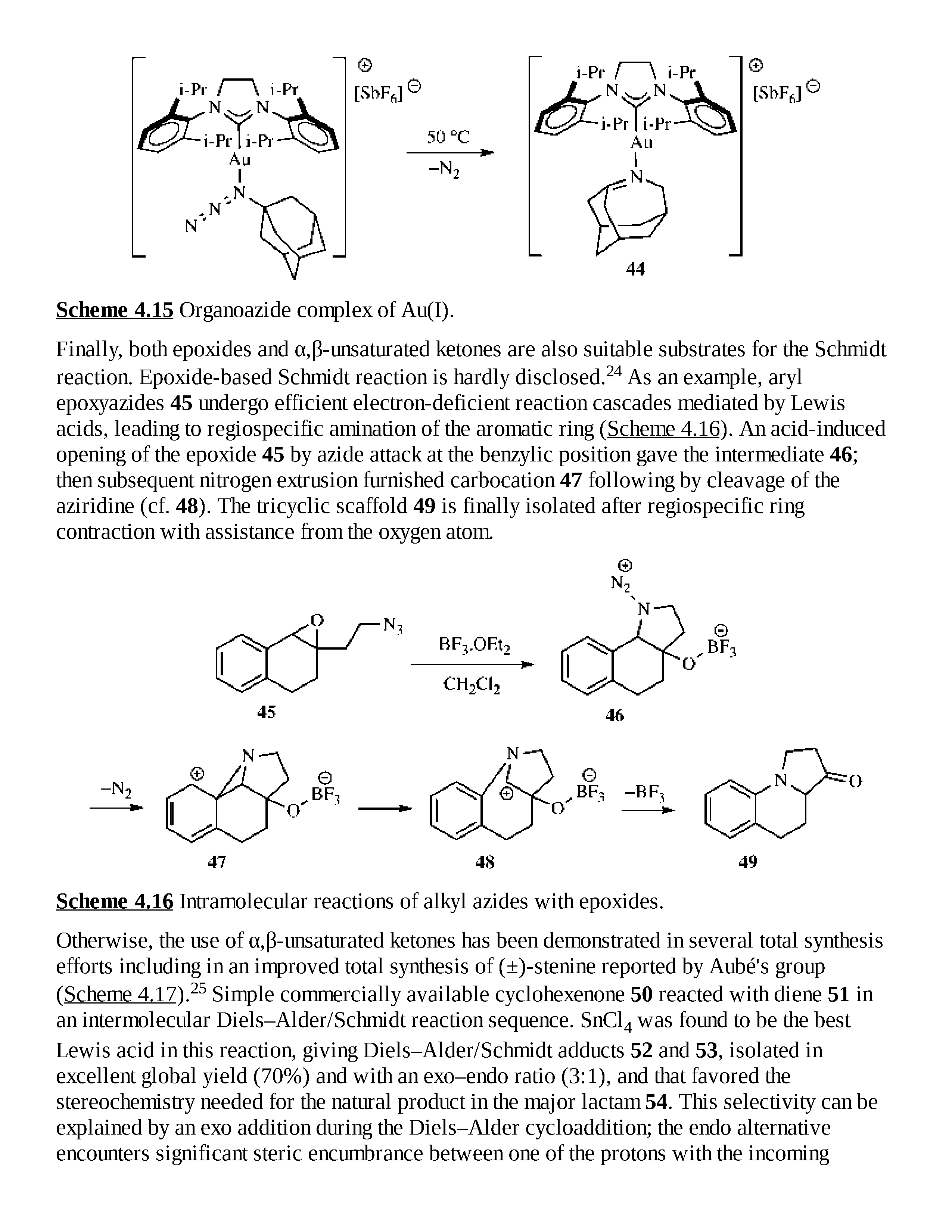 Scheme 4.16 Intramolecular reactions of alkyl azides with epoxides.