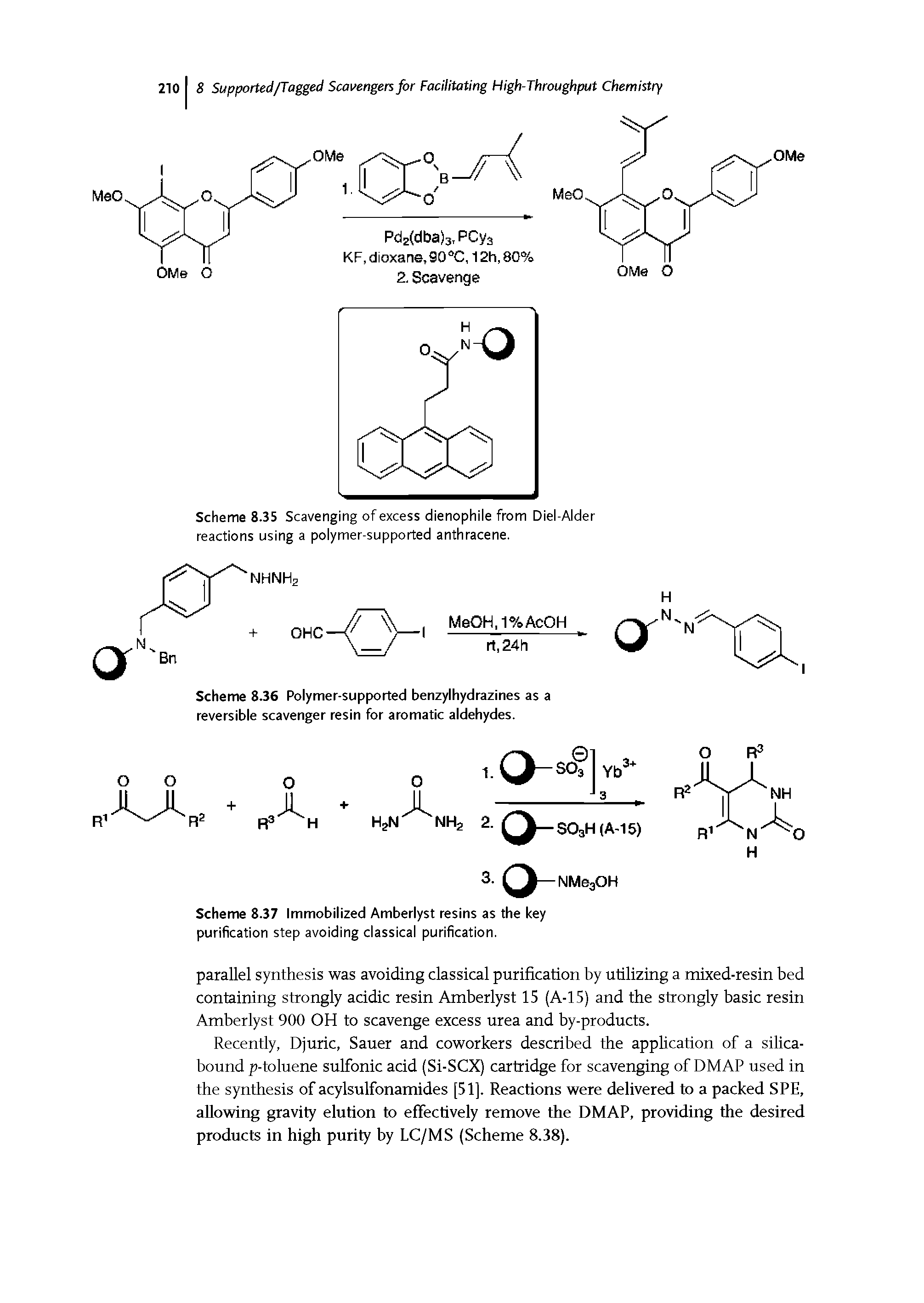 Scheme 8.35 Scavenging of excess dienophile from Diel-Alder reactions using a polymer-supported anthracene.