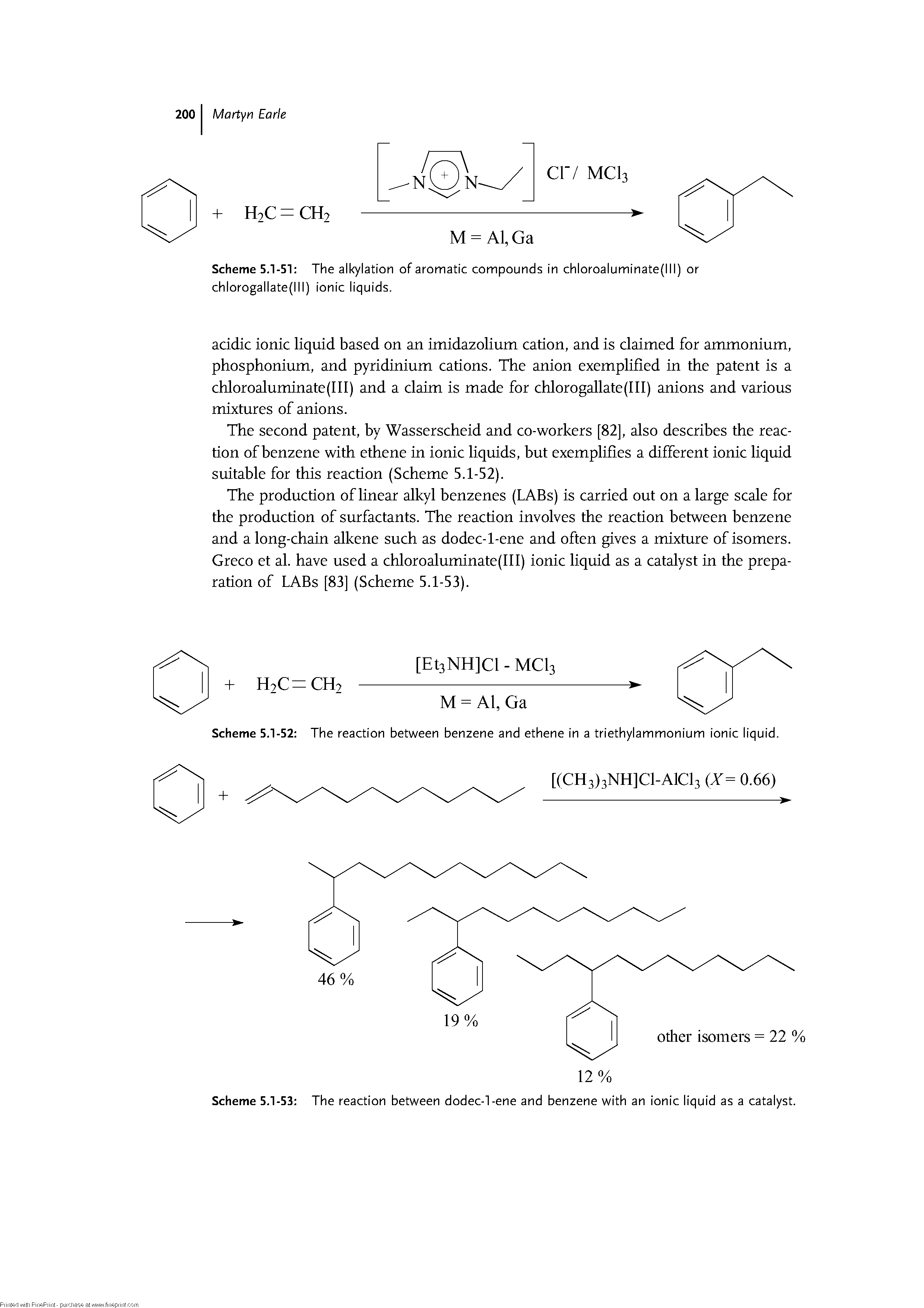 Scheme 5.1-52 The reaction between benzene and ethene in a triethylammonium ionic liquid.