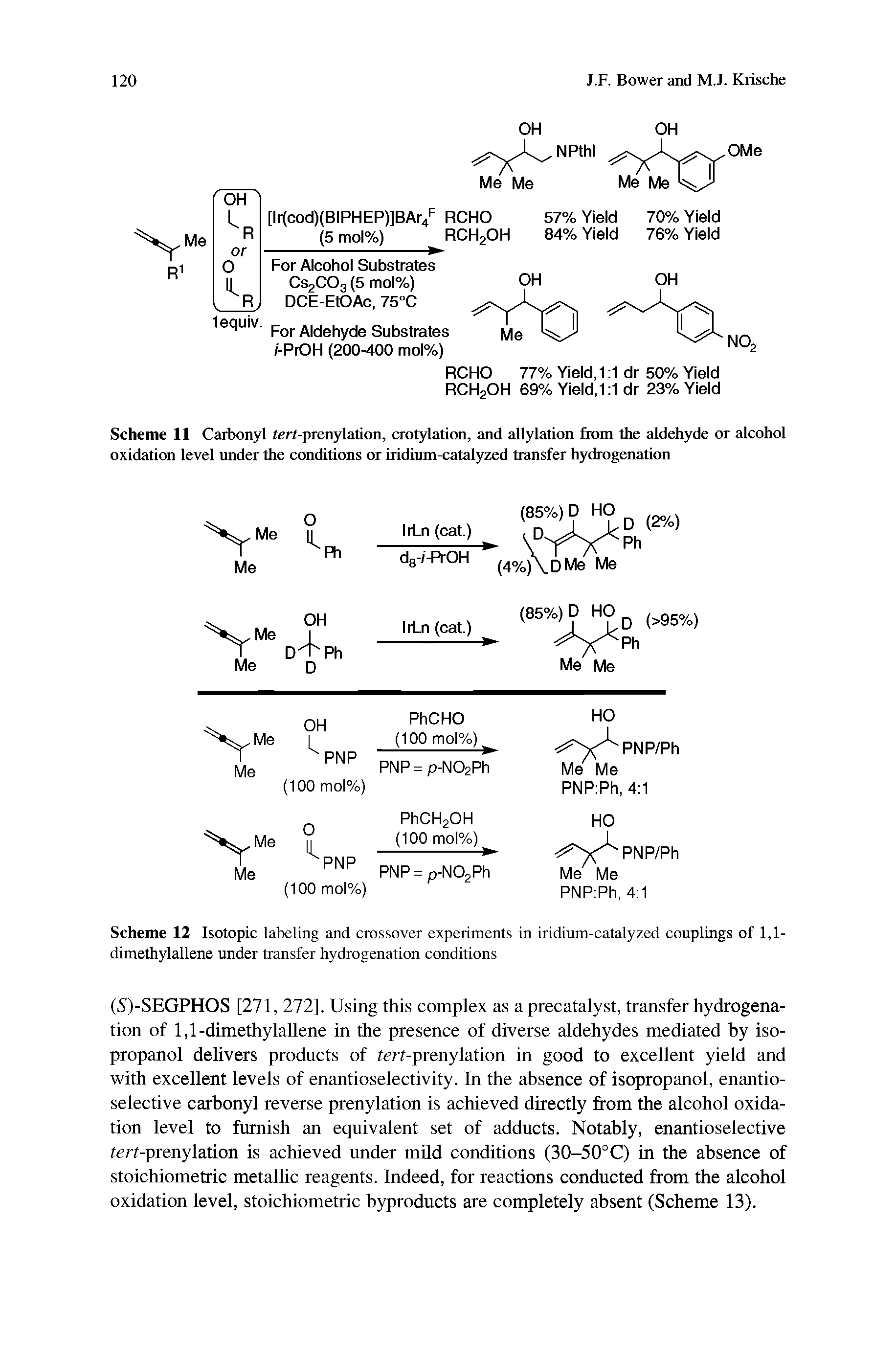 Scheme 11 Carbonyl tert-prenylation, crotylation, and allylation from the aldehyde or alcohol oxidation level under the conditions or iridium-catalyzed transfer hydrogenation...
