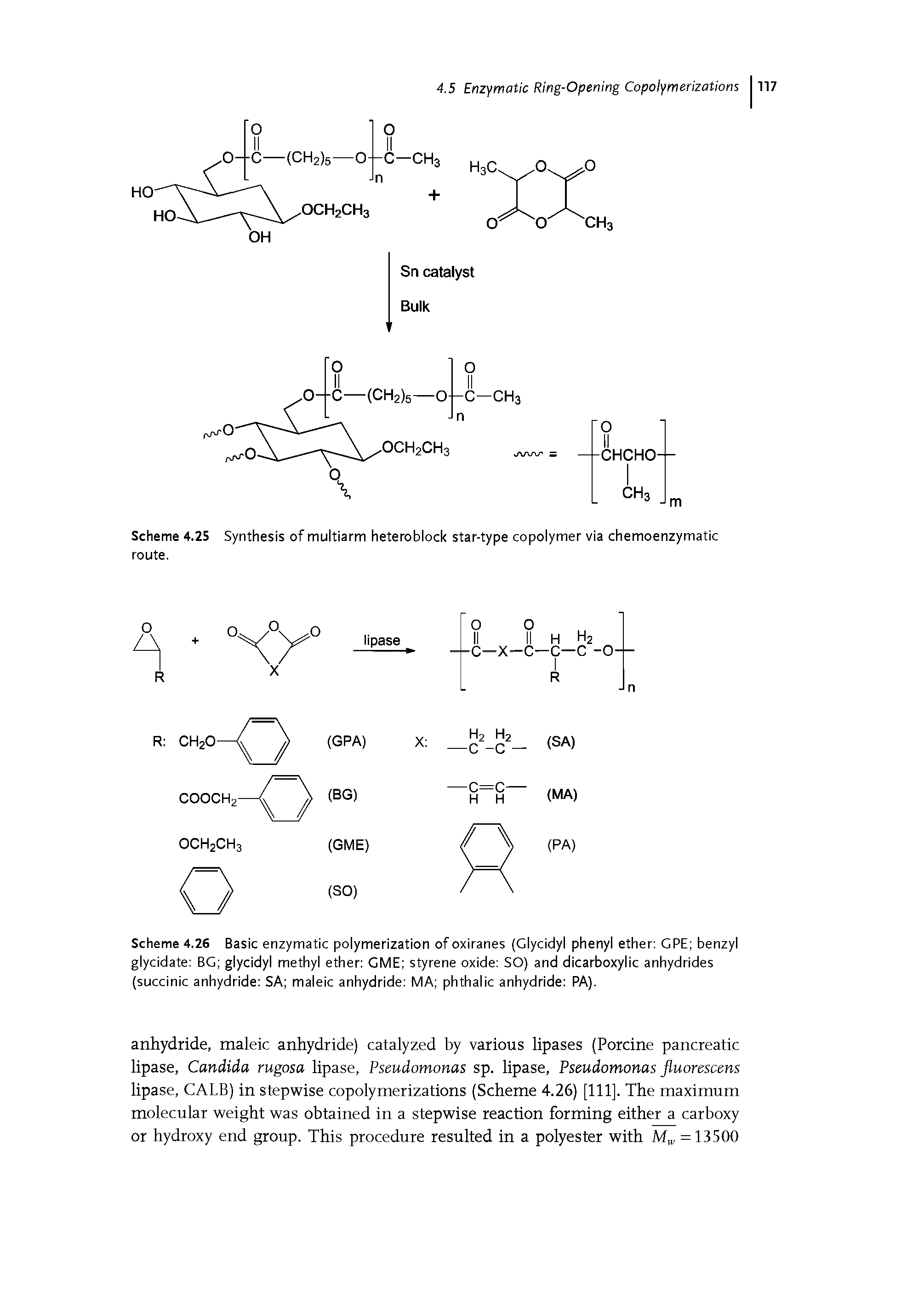 Scheme 4.25 Synthesis of multiarm heteroblock star-type copolymer via chemoenzymatic route.