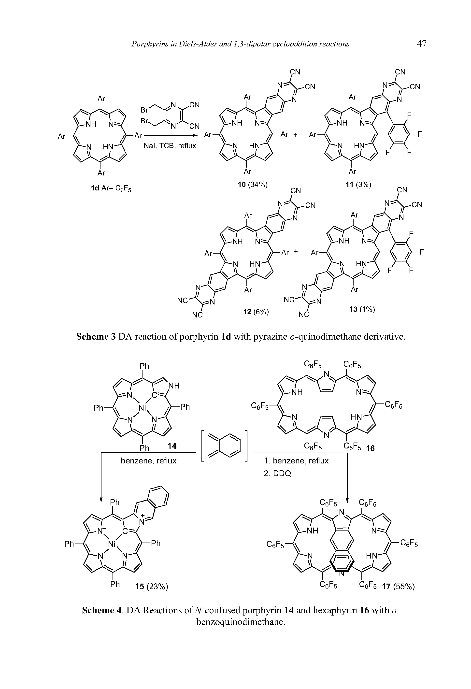 Scheme 4. DA Reactions of A-con fused porphyrin 14 and hexaphyrin 16 with o-...