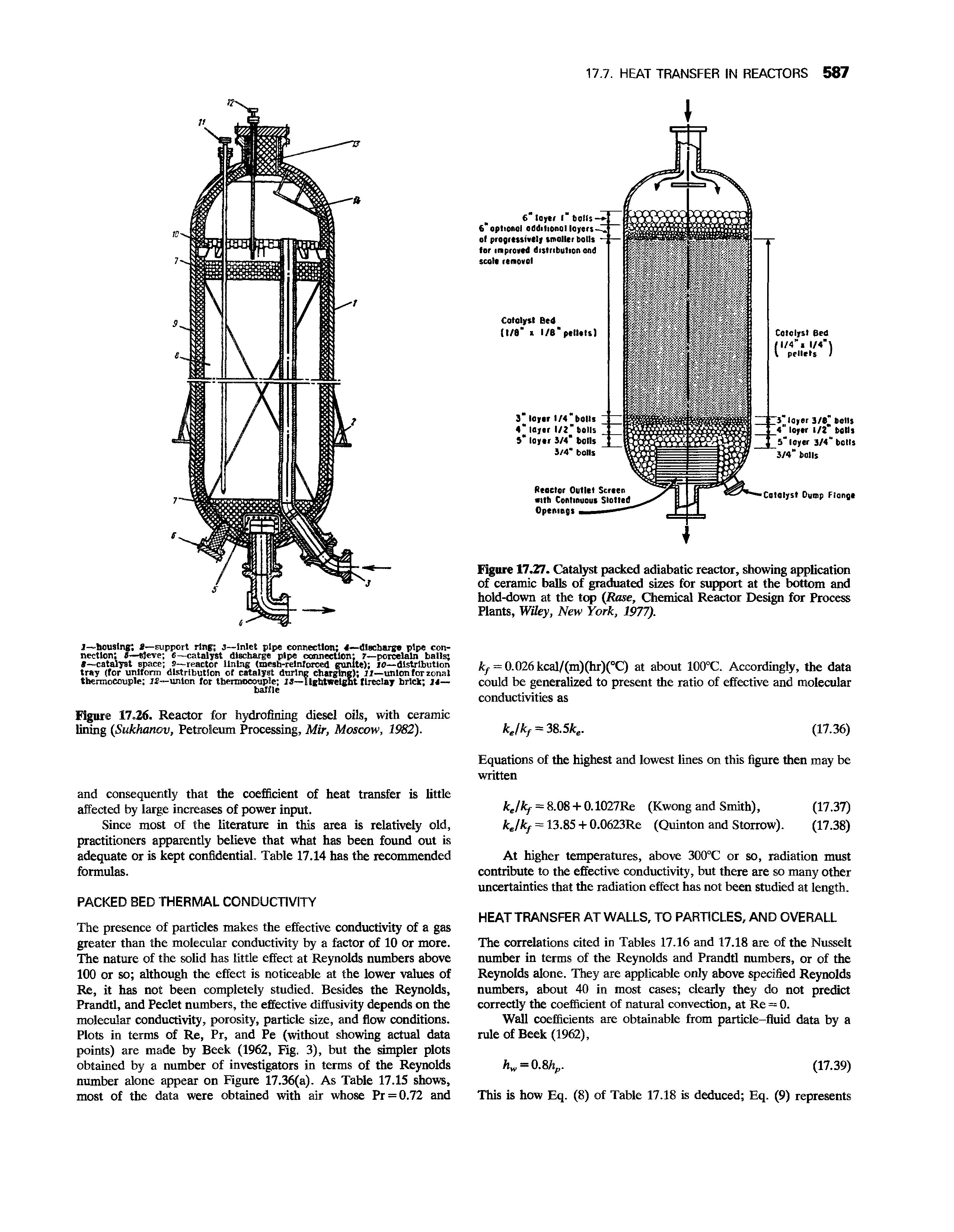Figure 17.26. Reactor for hydrofining diesel oils, with ceramic lining (Sukhanov, Petroleum Processing, Mir, Moscow, 1982).