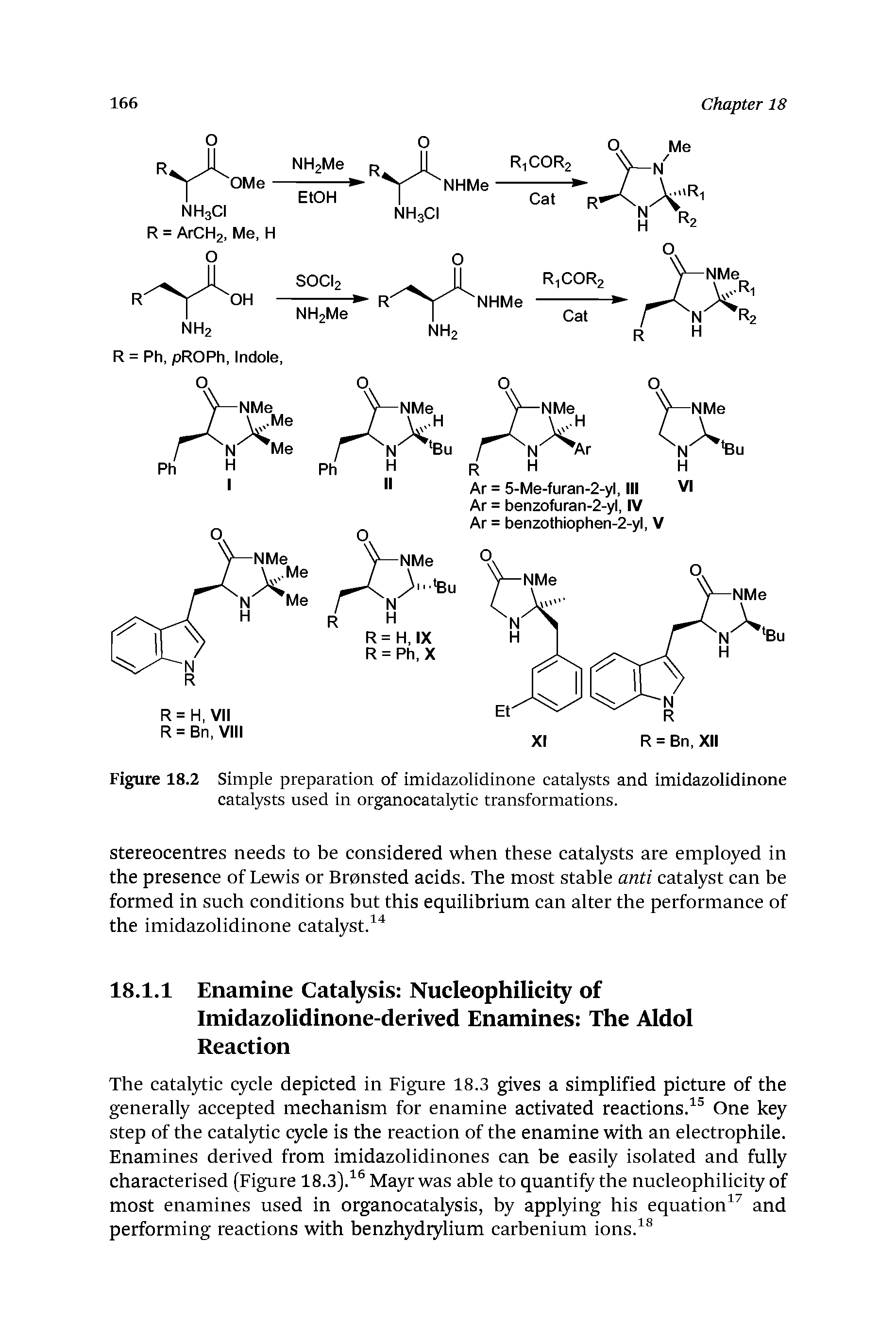 Figure 18.2 Simple preparation of imidazolidinone catalysts and imidazolidinone catalysts used in organocatalytic transformations.