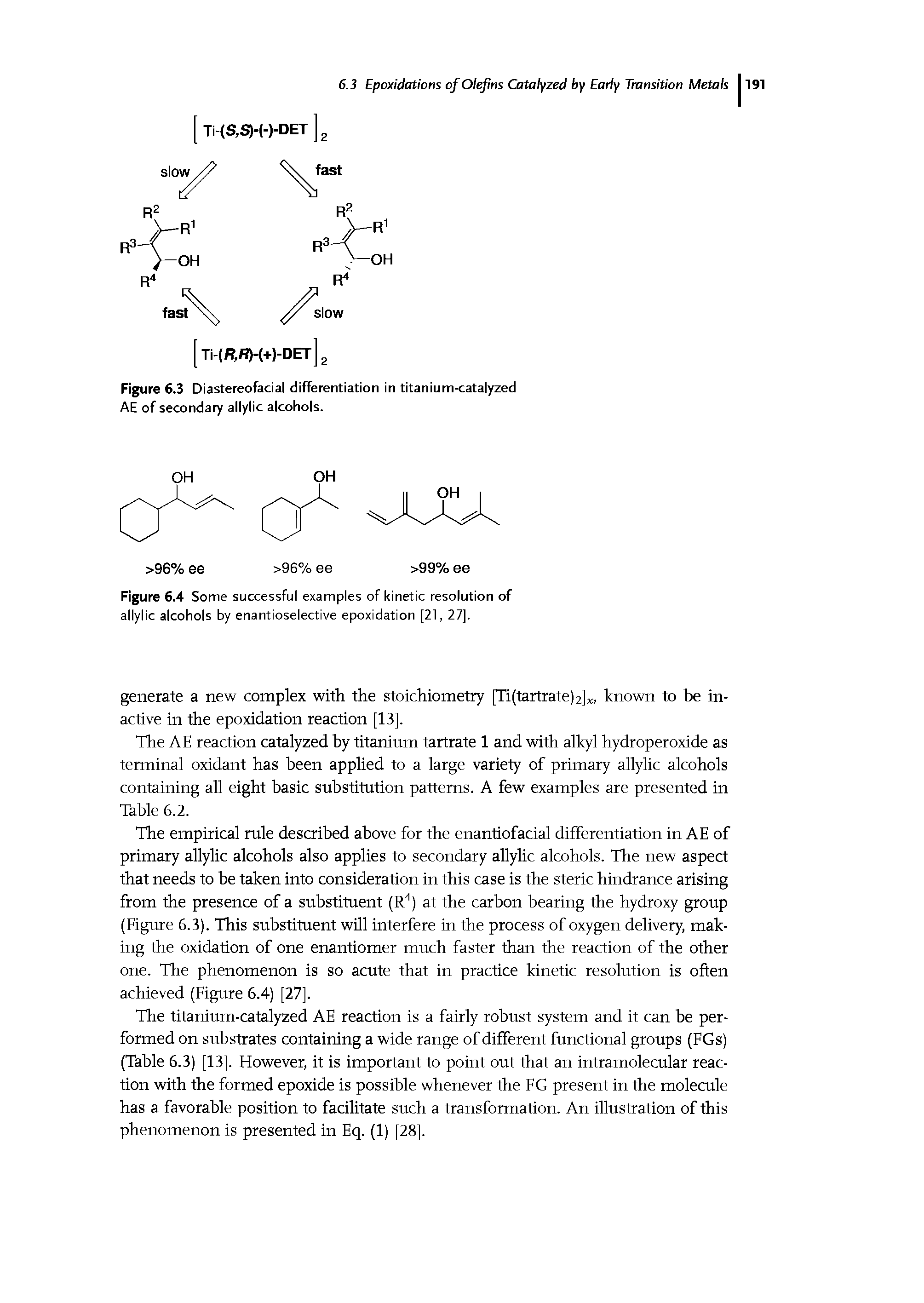 Figure 6.3 Diastereofacial differentiation in titanium-catalyzed AE of secondary allylic alcohols.