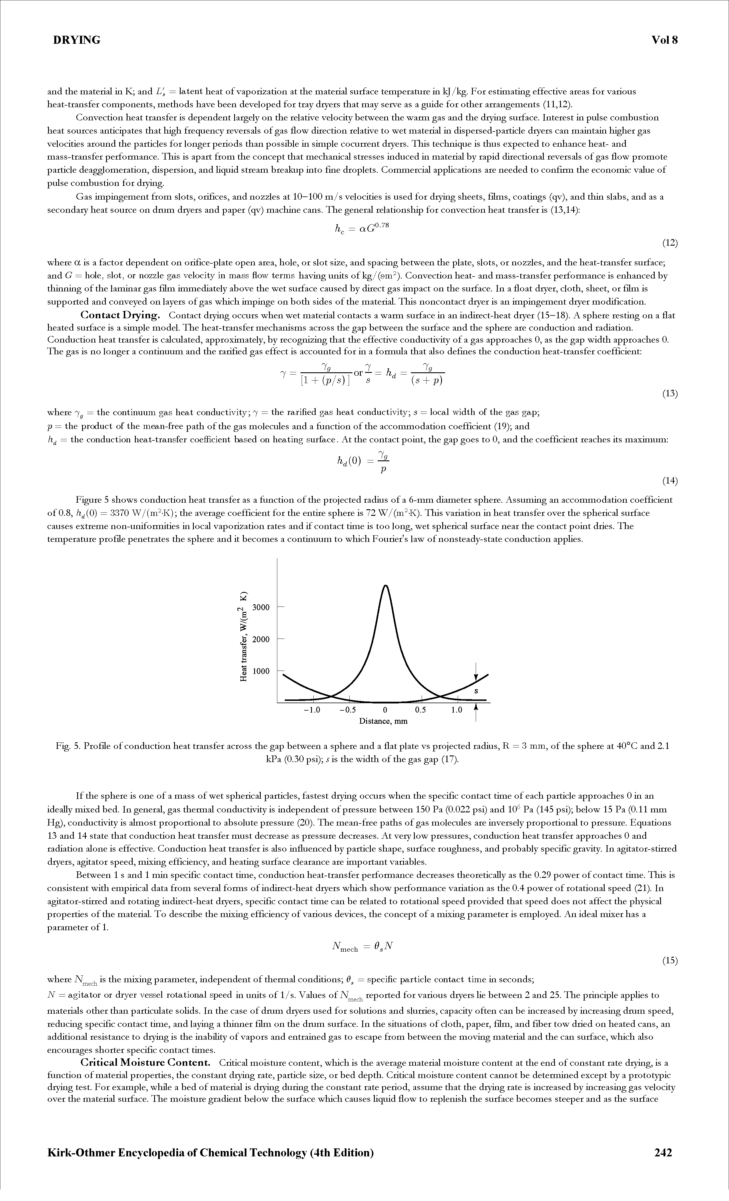 Fig. 5. Profile of conduction heat transfer across the gap between a sphere and a flat plate vs projected radius, R = 3 mm, of the sphere at 40°C and 2.1...