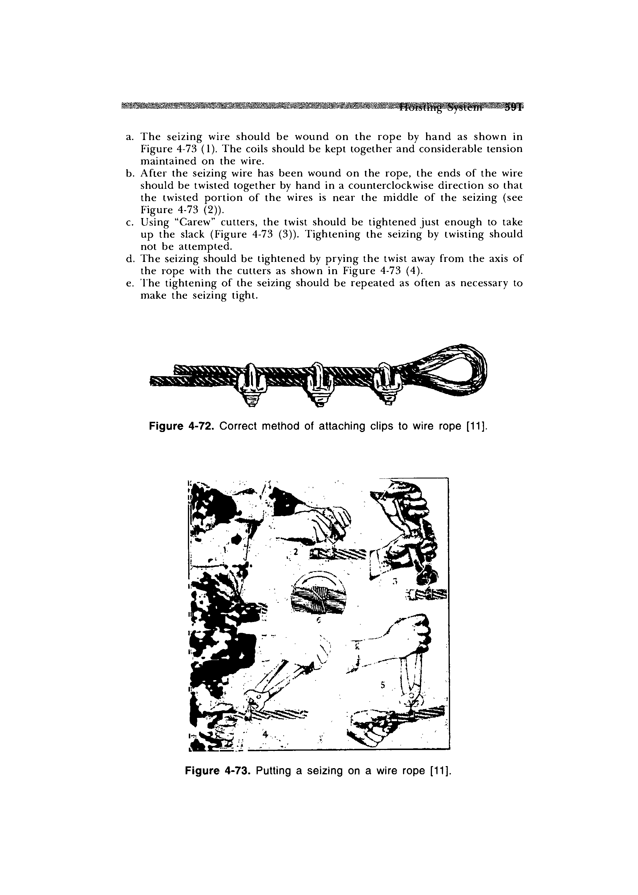 Figure 4-72. Correct method of attaching clips to wire rope [11].