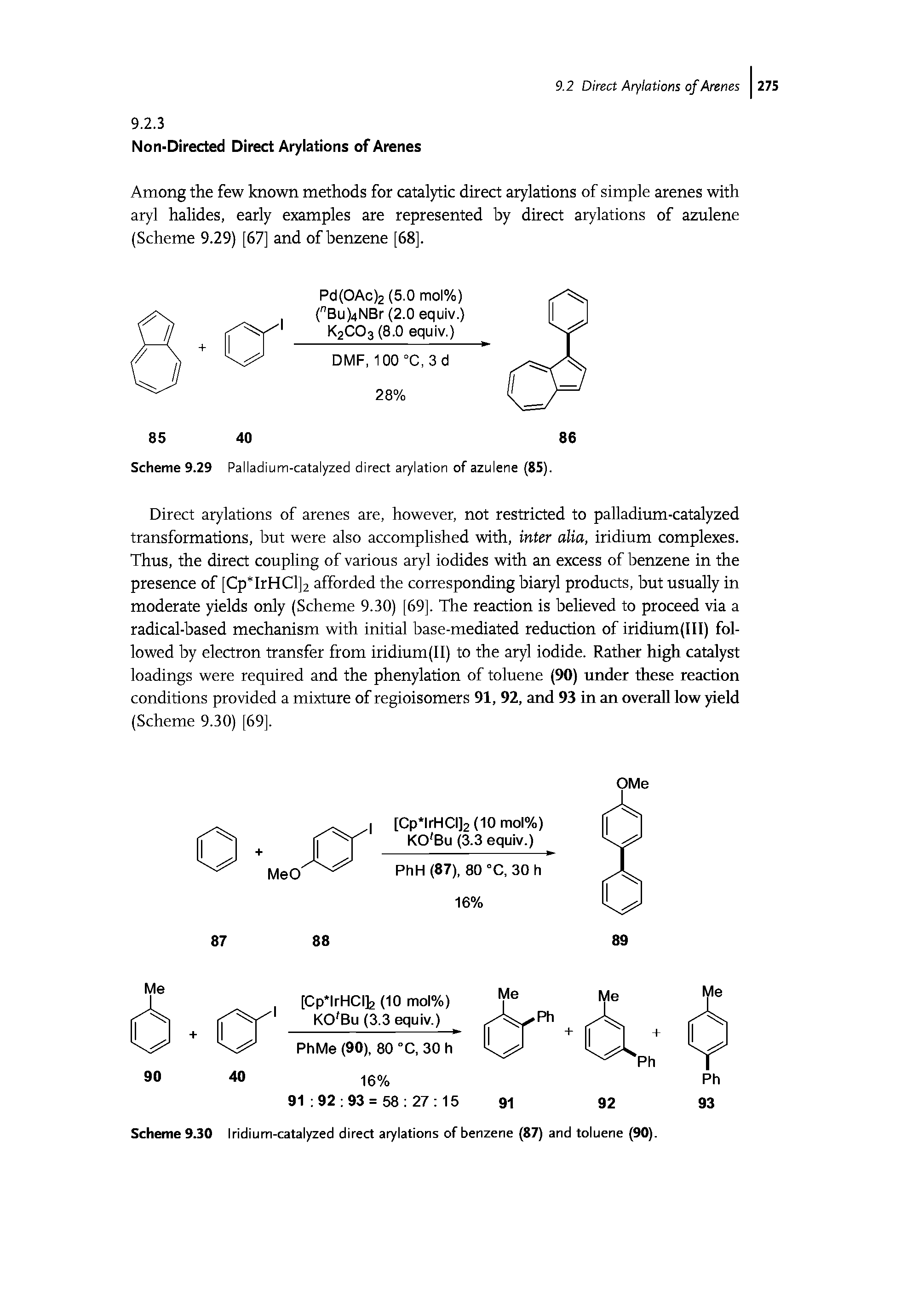 Scheme 9.29 Palladium-catalyzed direct arylation of azulene (85).