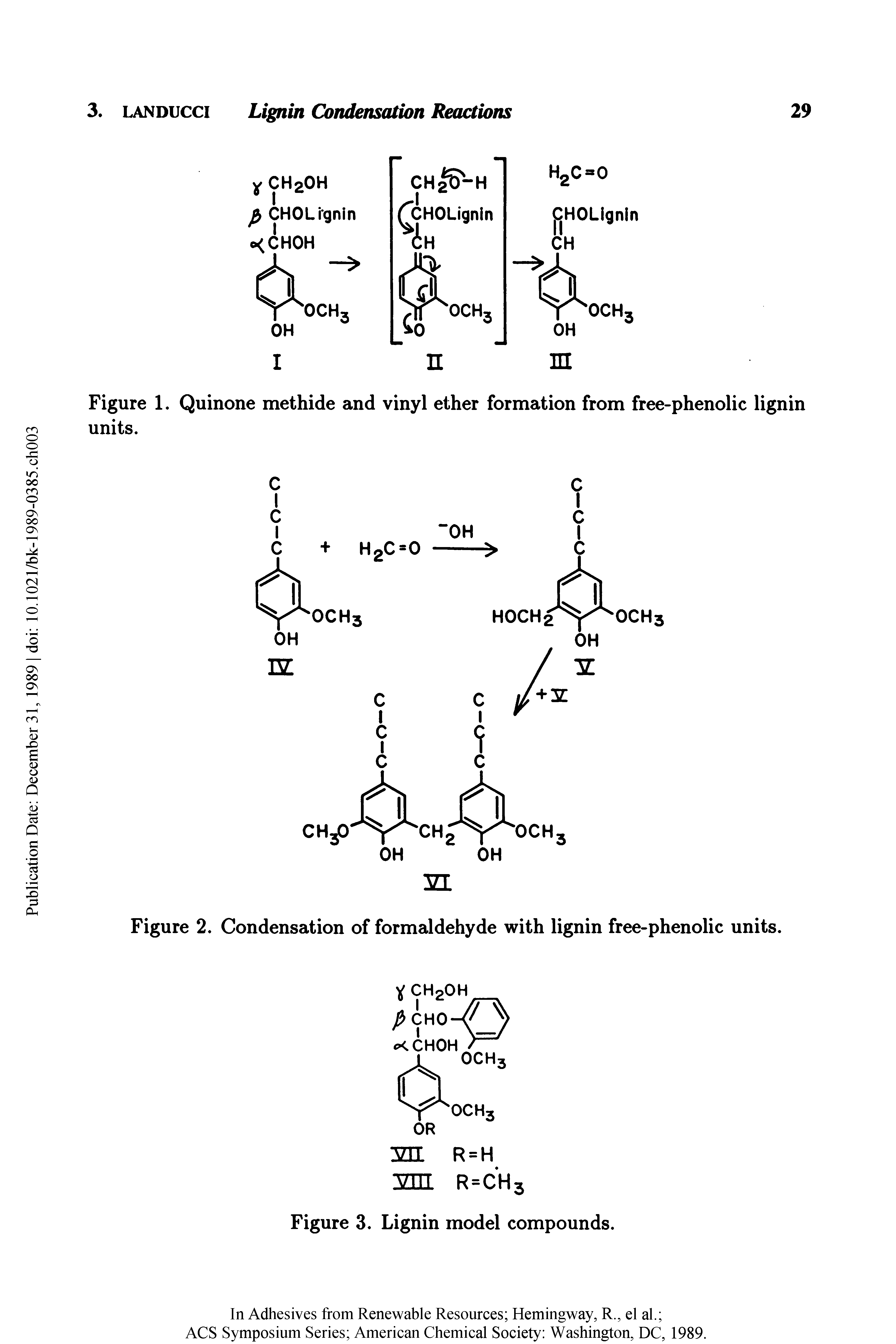 Figure 2. Condensation of formaldehyde with lignin free-phenolic units.