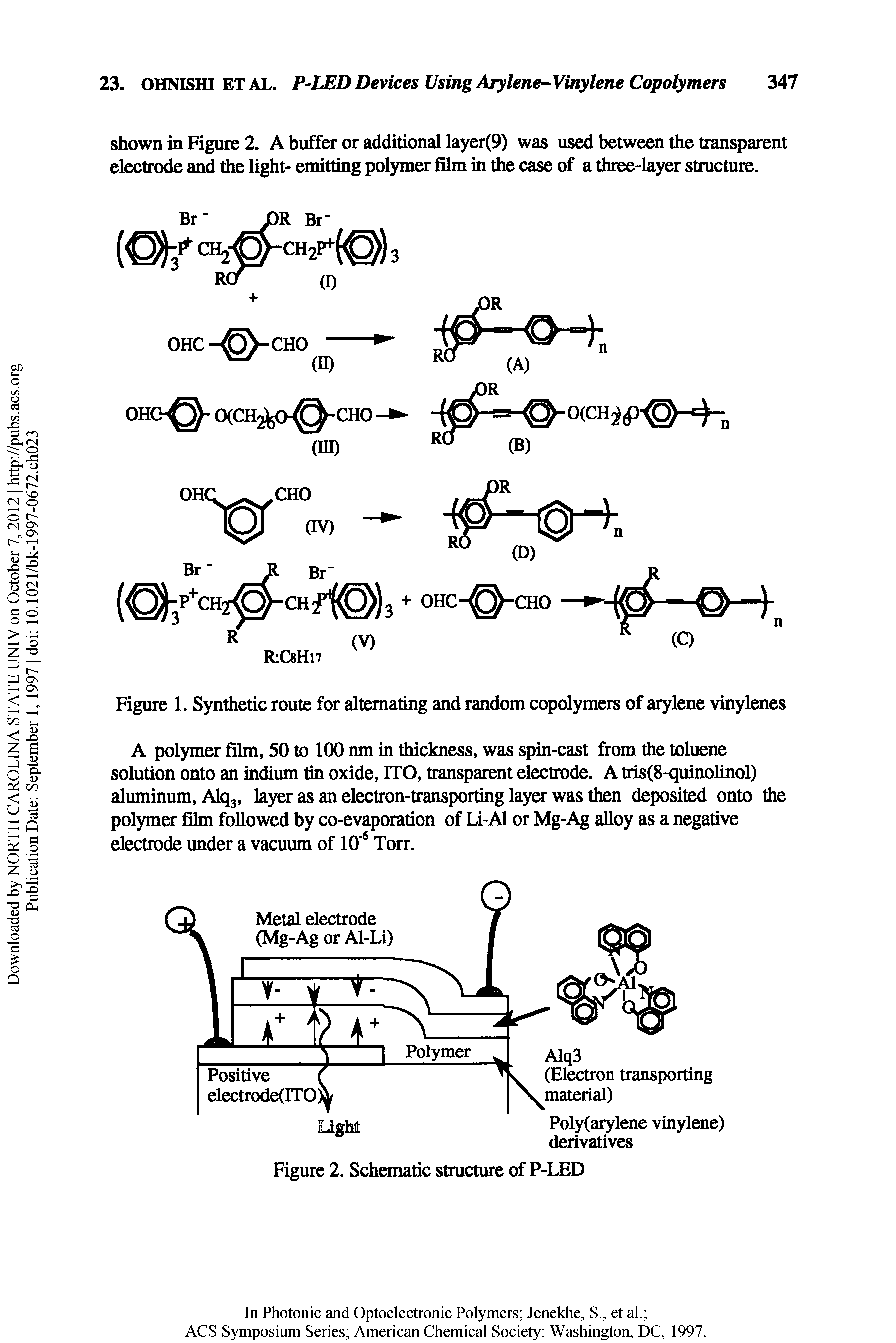Figure 1. Synthetic route for alternating and random copolymers of arylene vinylenes...