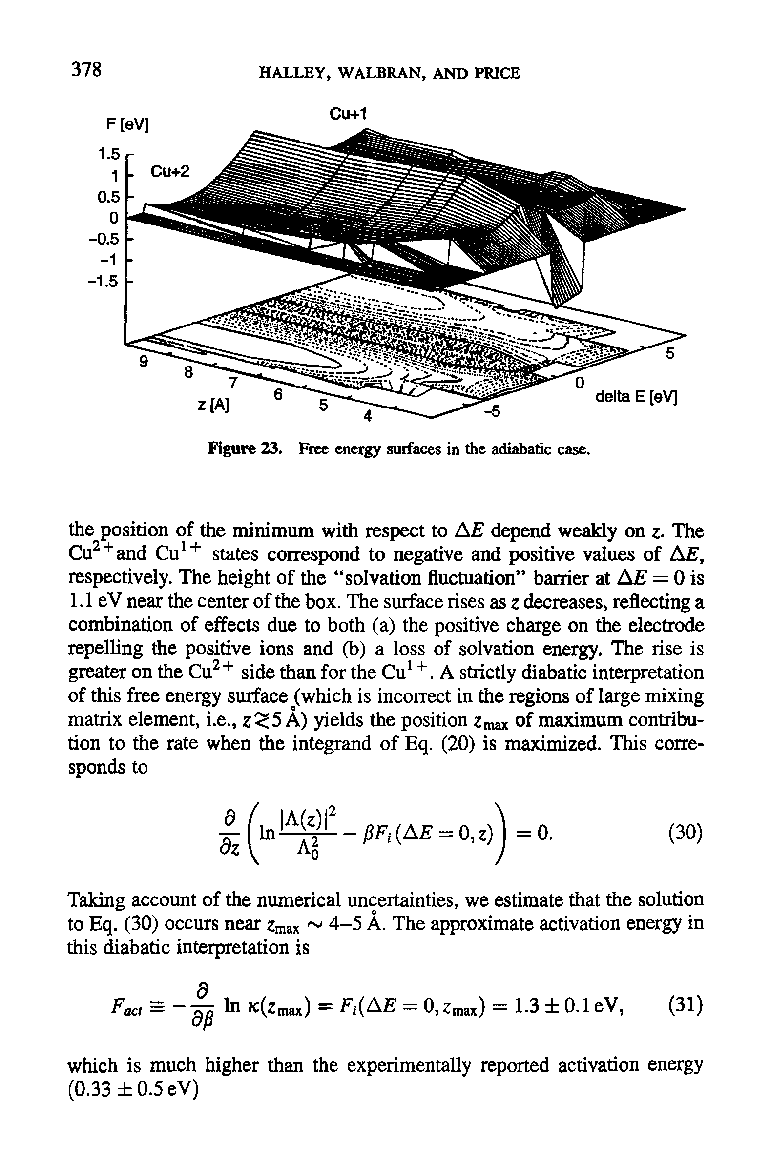 Figure 23. Free energy surfaces in the adiabatic case.