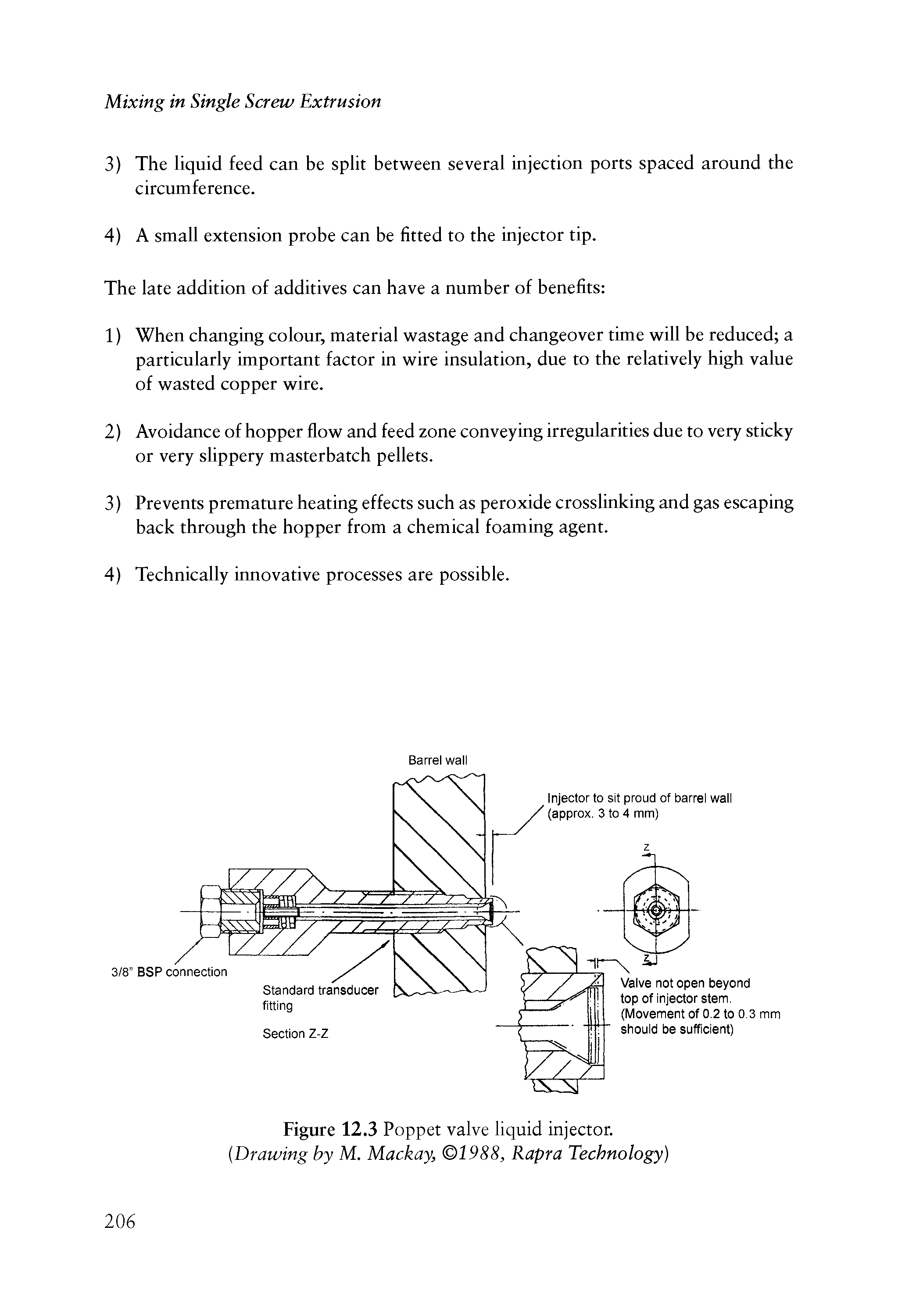 Figure 12.3 Poppet valve liquid injector. Drawing by M. Mackay, 1988, Rapra Technology)...