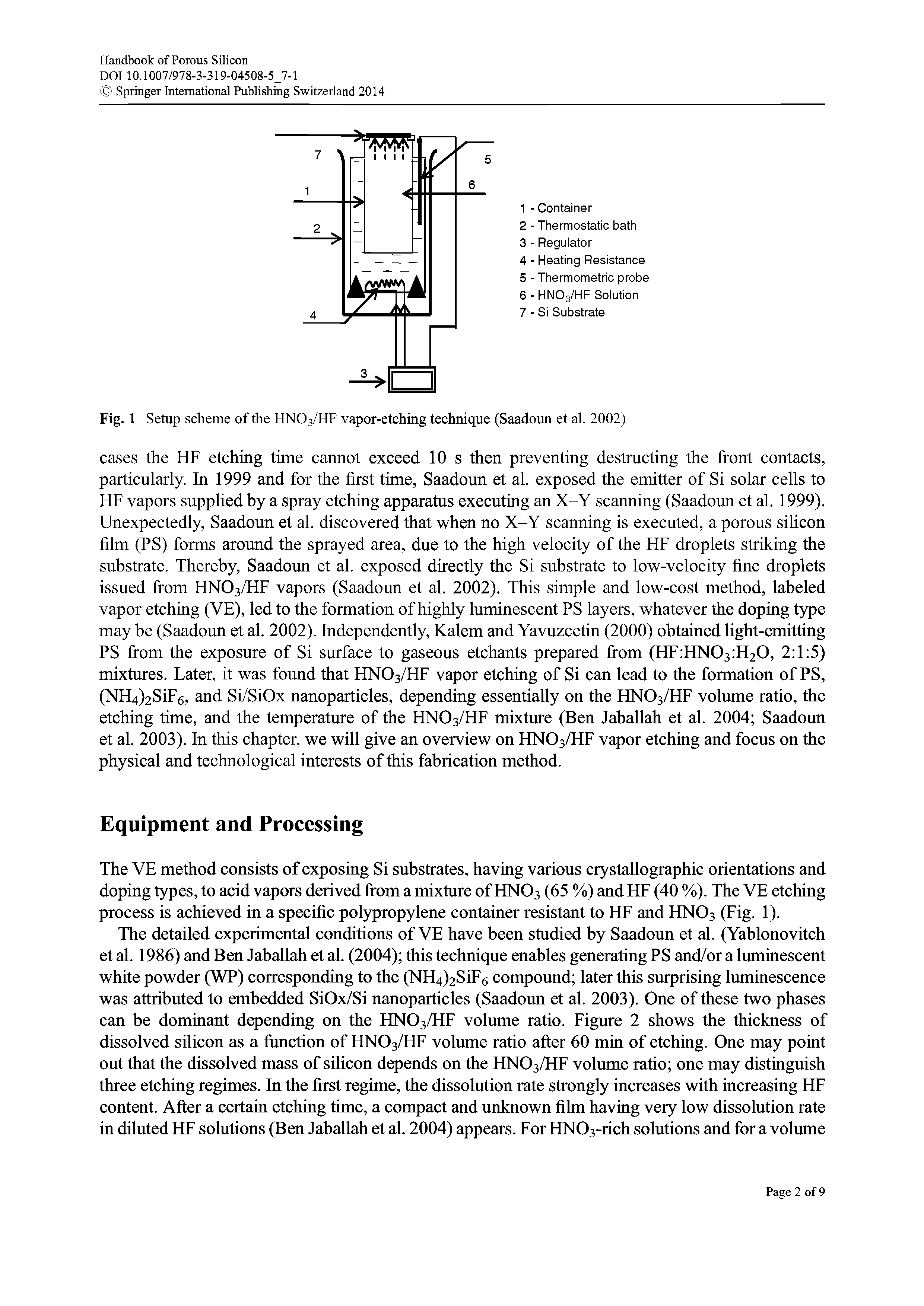 Fig. 1 Setup scheme of the HNO3/HF vapor-etching technique (Saadoun et al. 2002)...