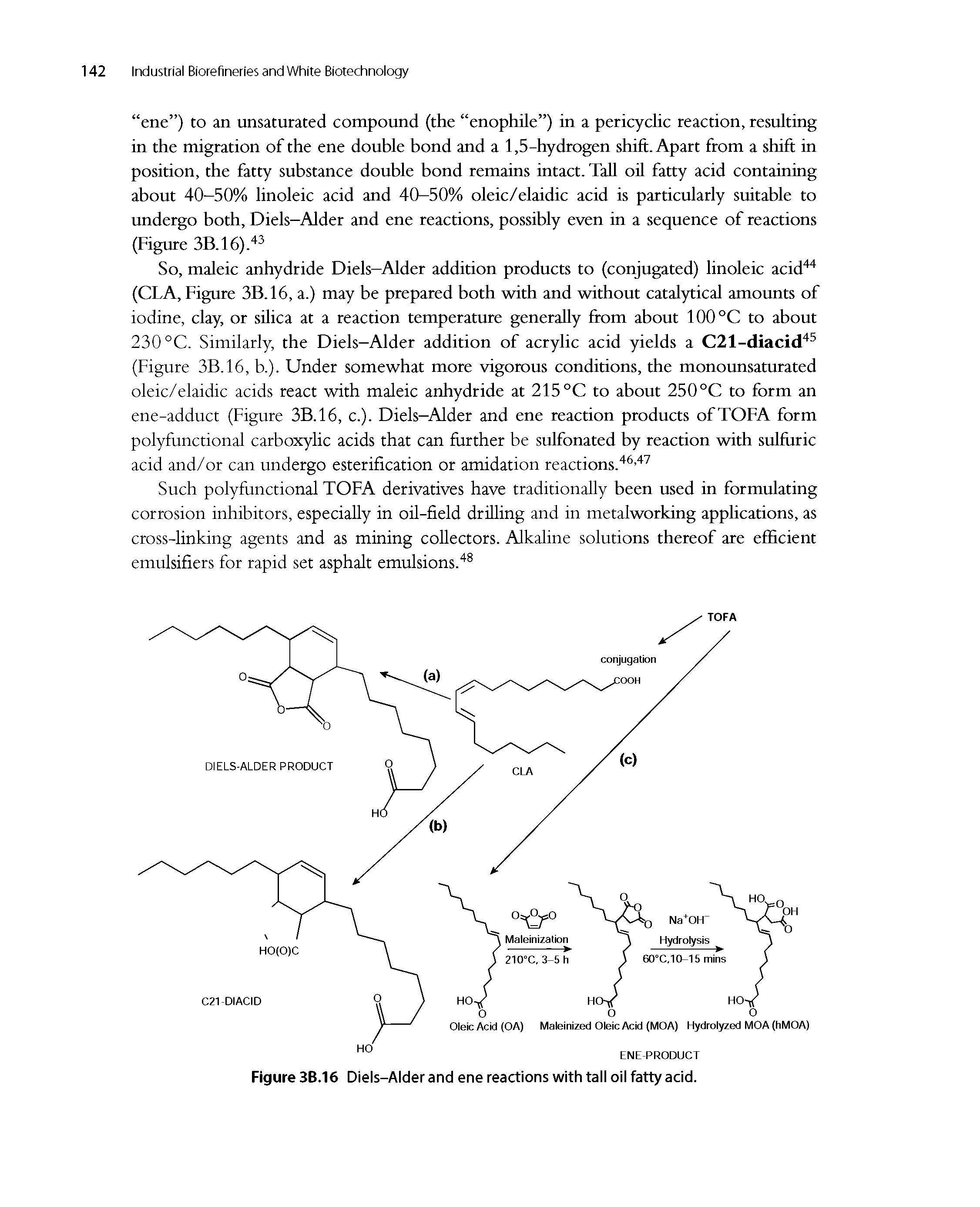 Figure 3B.16 Diels-Alder and ene reactions with tall oil fatty acid.