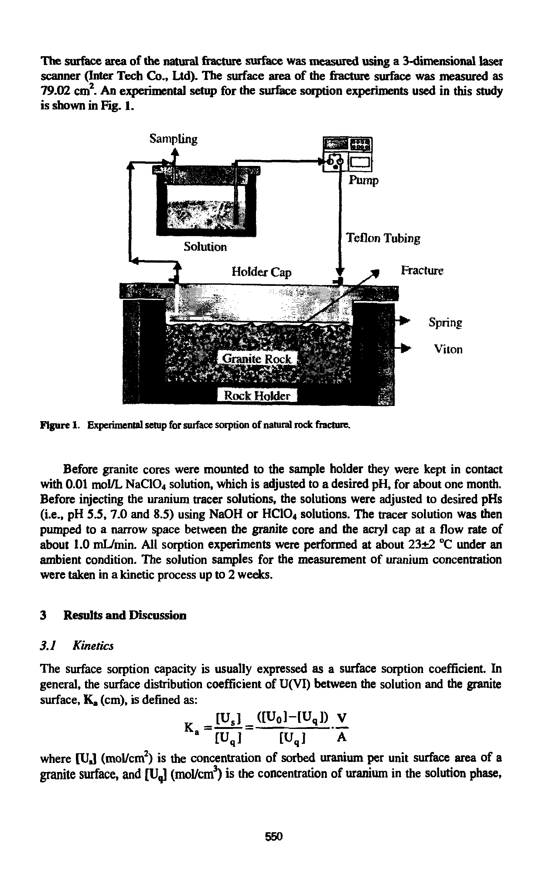 Figure 1. Experimental setup for surface sorption of natural rock fracture.