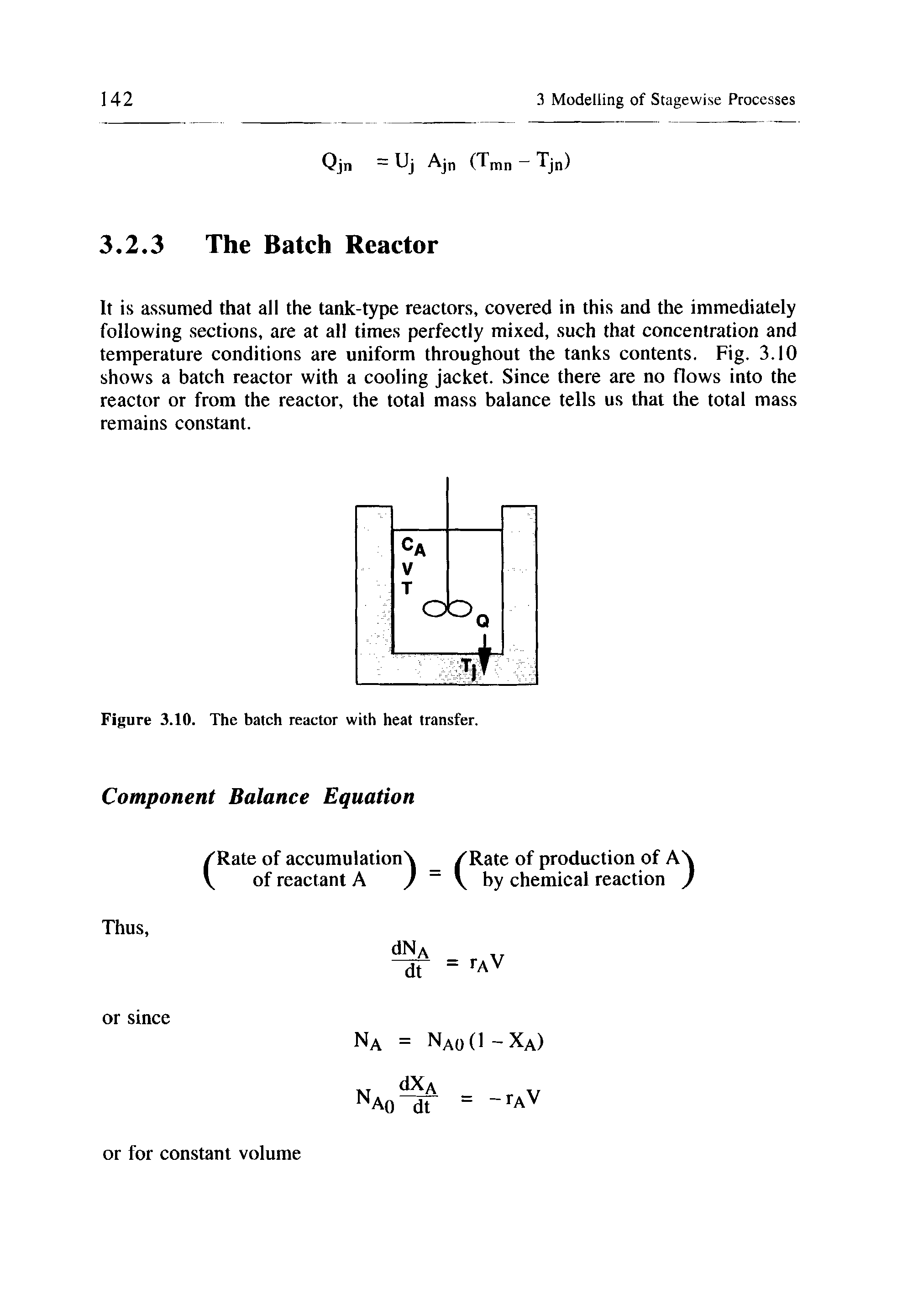 Figure 3.10. The batch reactor with heat transfer.