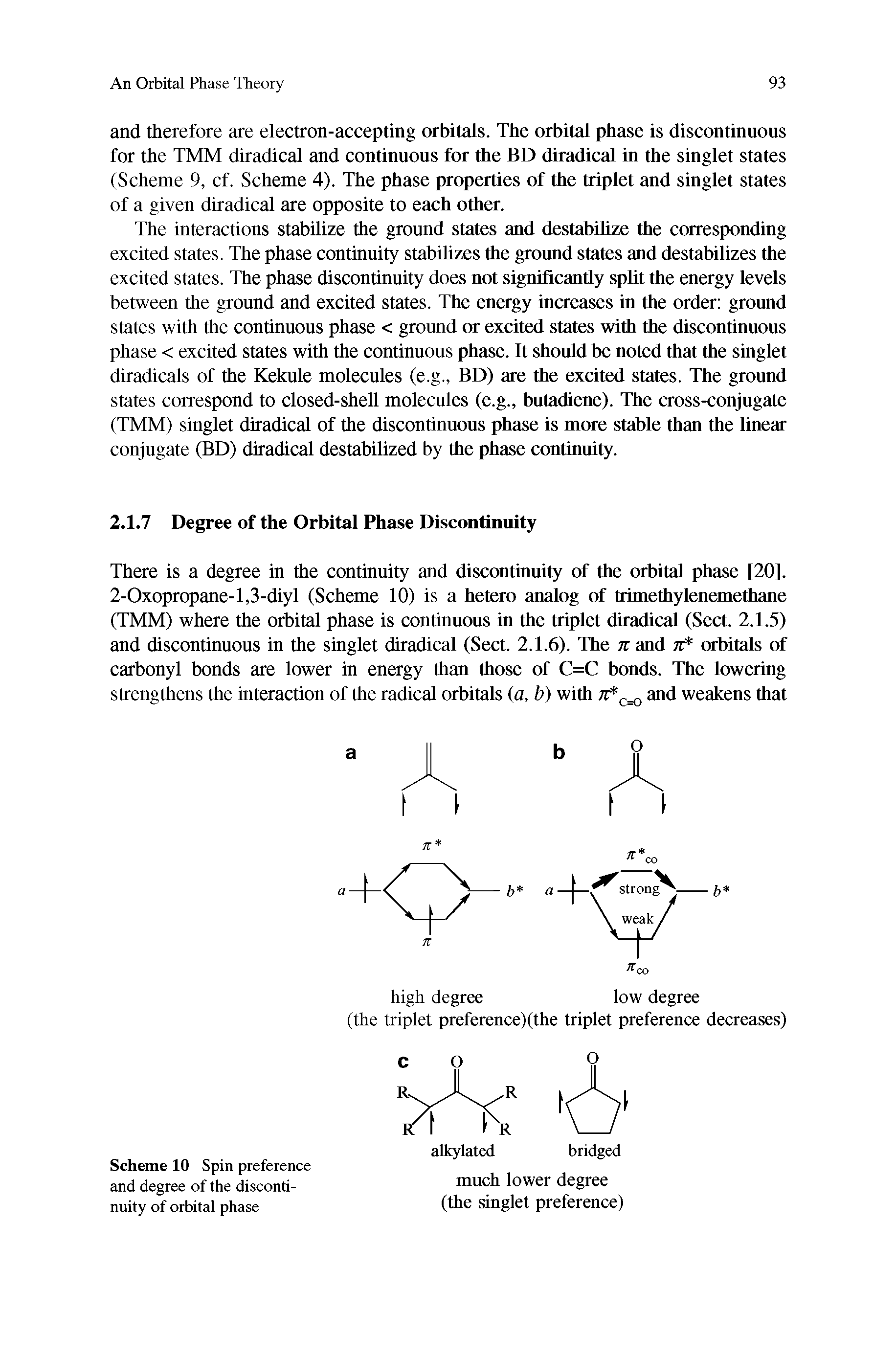 Scheme 10 Spin preference and degree of the discontinuity of orbital phase...