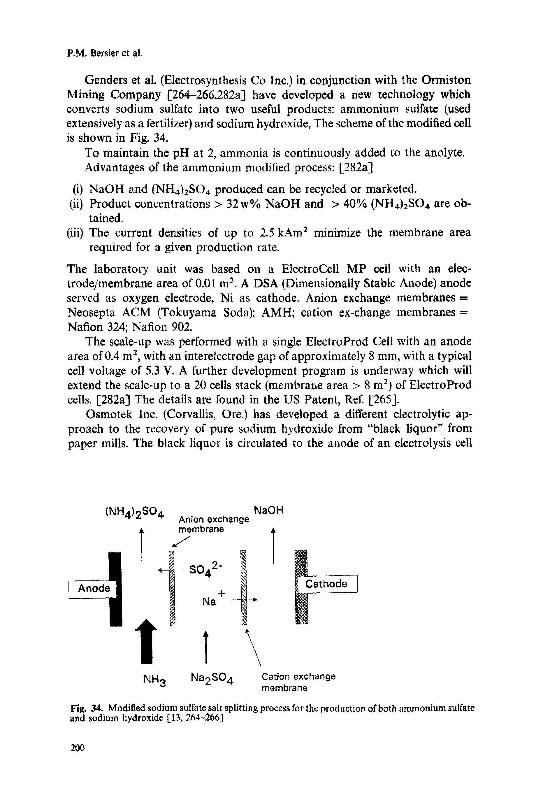 Fig. 34. Modified sodium sulfate salt splitting process for the production of both ammonium sulfate and sodium hydroxide [13, 264-266]...