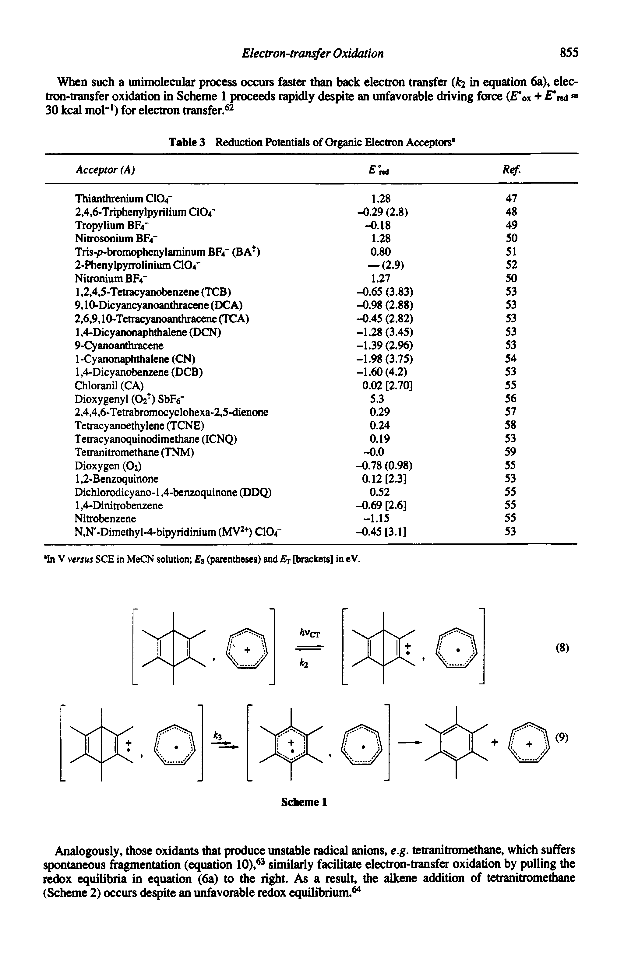 Table 3 Reduction Potentials of Organic Electron Acceptors ...
