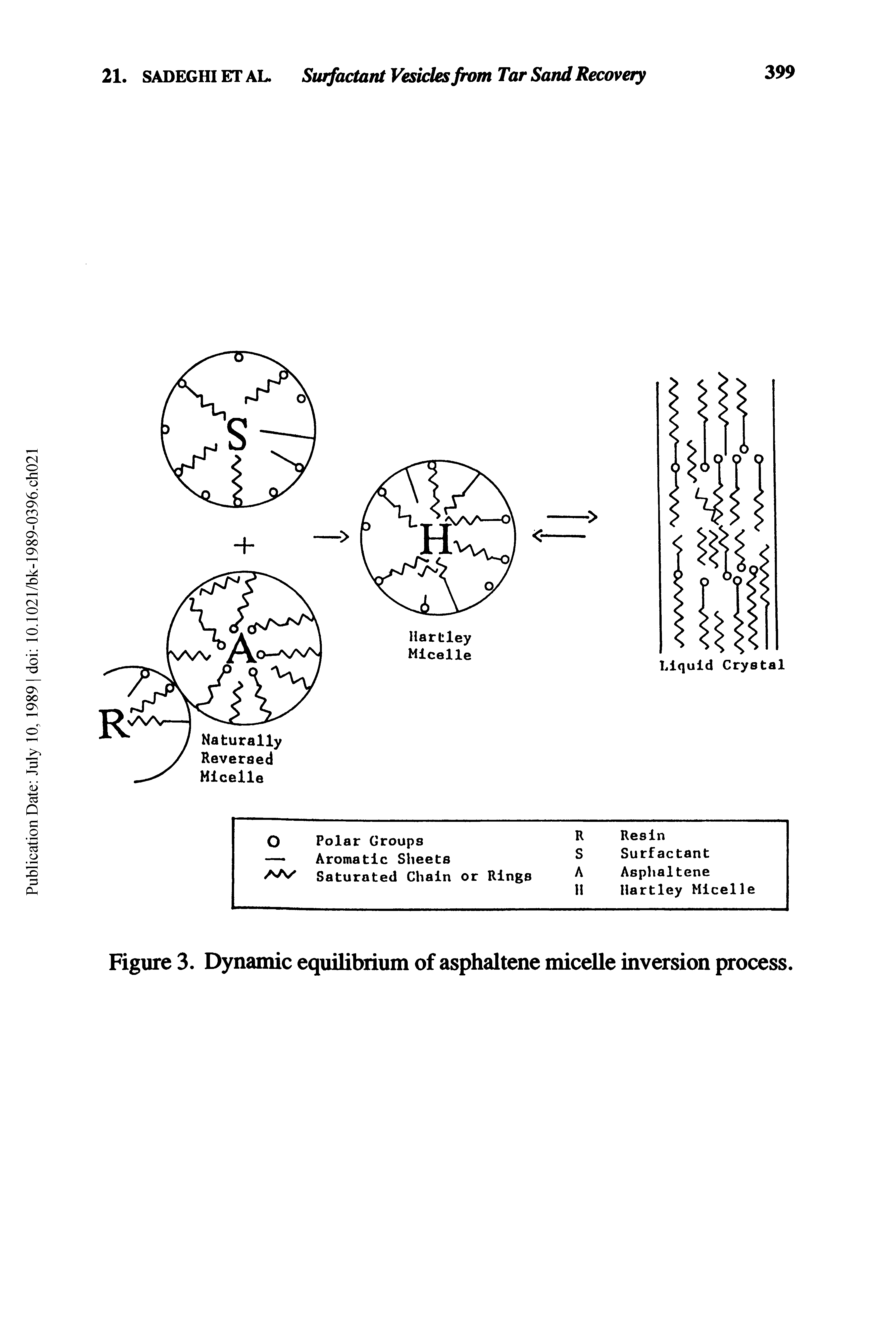 Figure 3. Dynamic equilibrium of asphaltene micelle inversion process.