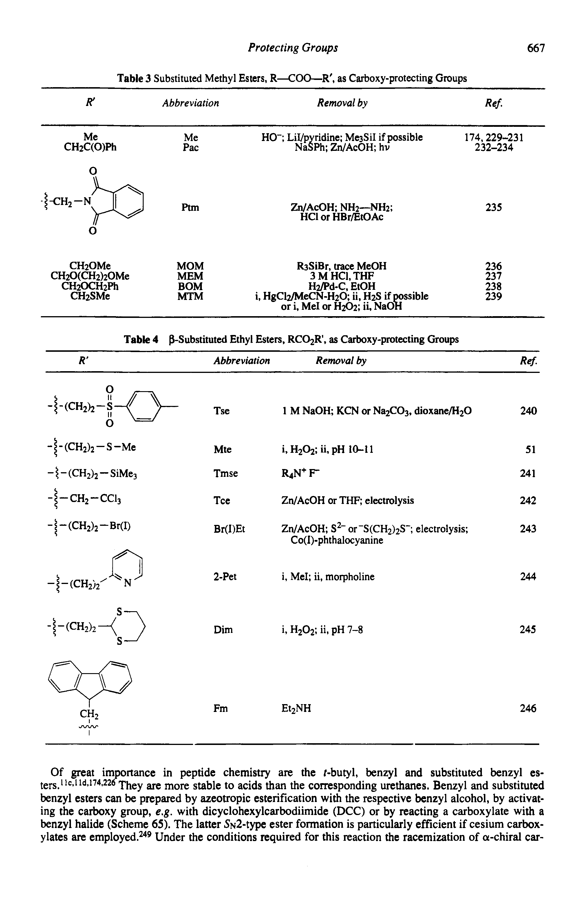 Table 3 Substituted Methyl Esters, R—COO—R, as Carboxy-protecting Groups...