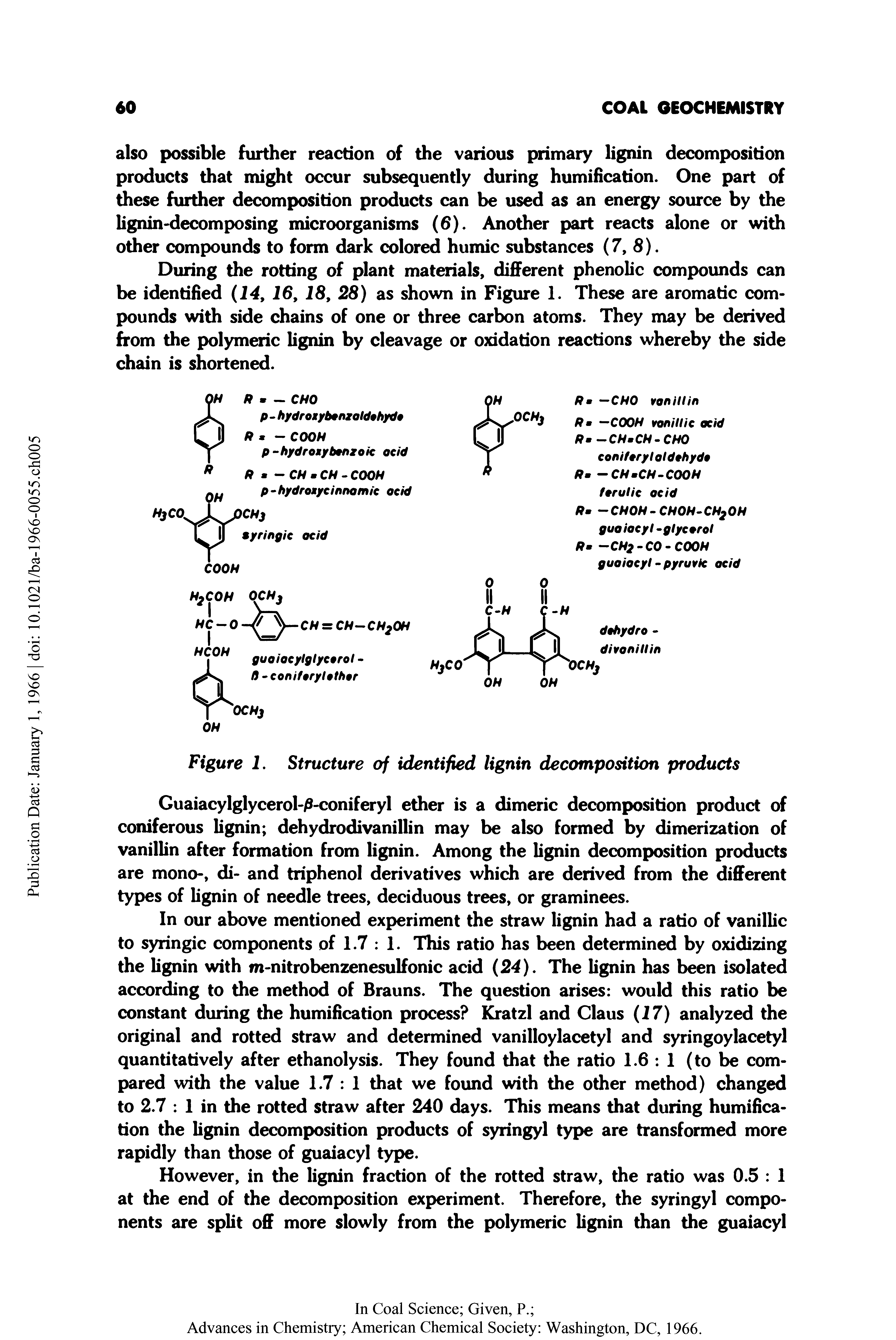 Figure 1. Structure of identified lignin decomposition products...