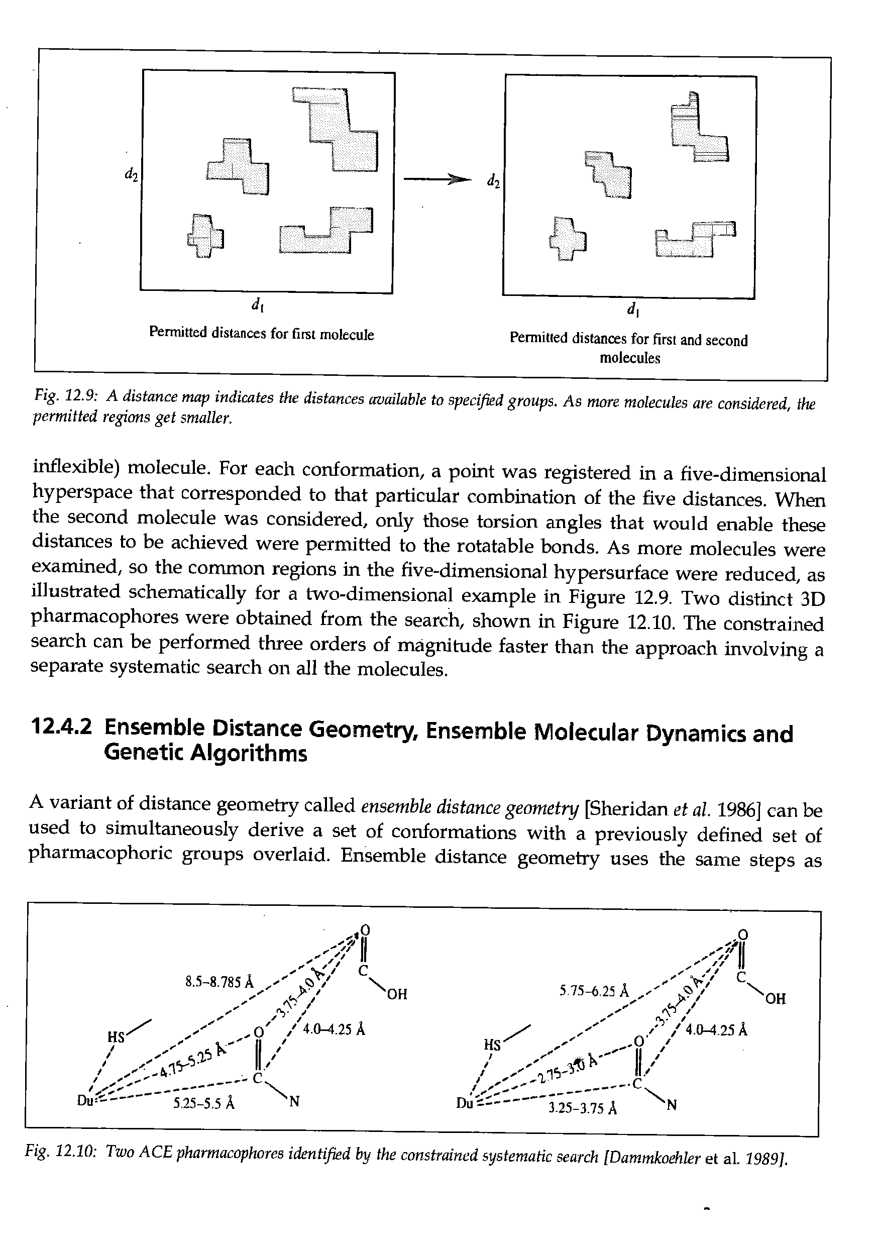 Fig. 12.10 Two ACE pharmacophores identified by the constrained systematic search [Dammkoehler et al. 1989],...