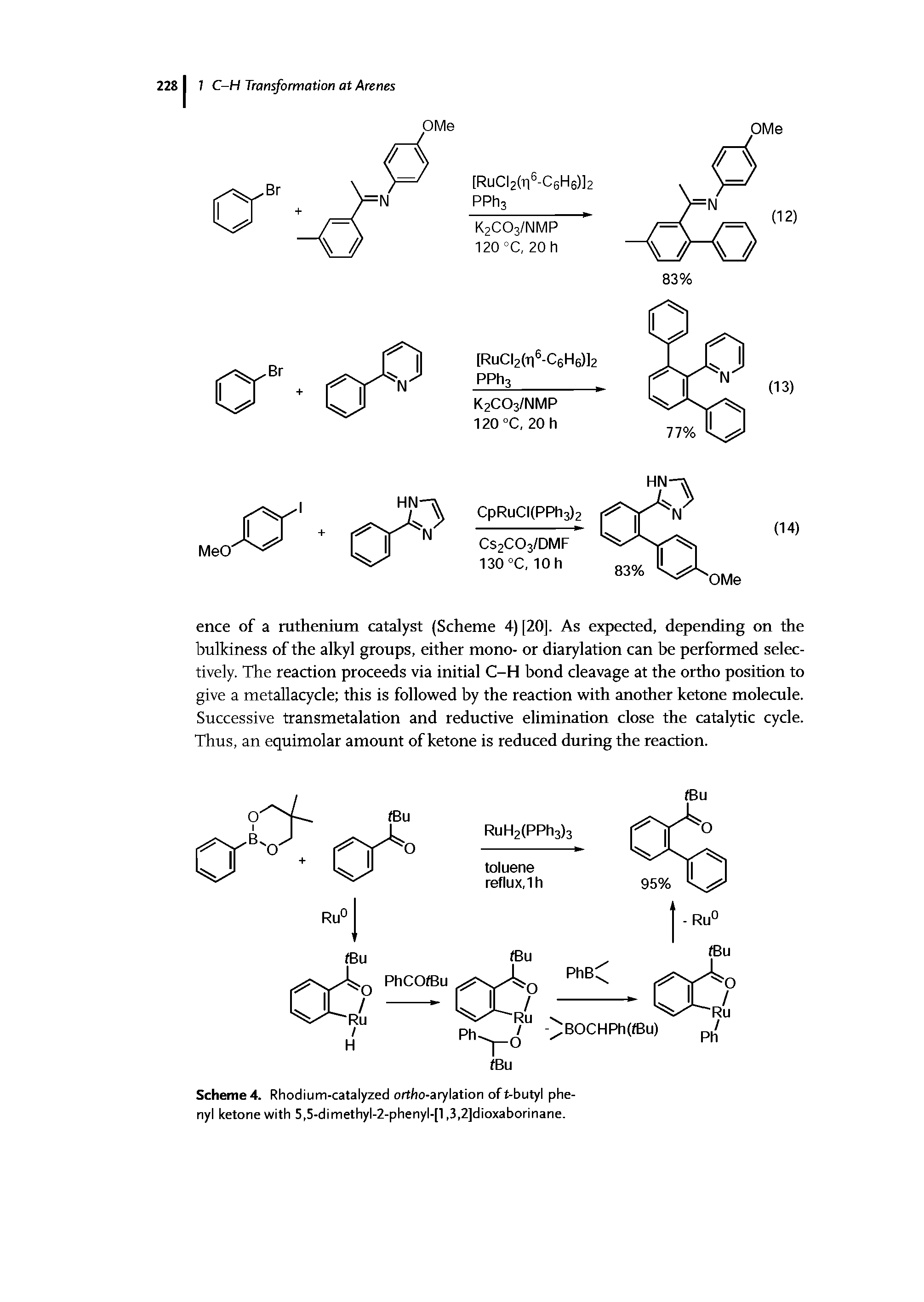 Scheme 4. Rhodium-catalyzed ortho-arylation of t-butyl phenyl ketone with 5,5-dimethyl-2-phenyl-[l, 3,2]dioxaborinane.