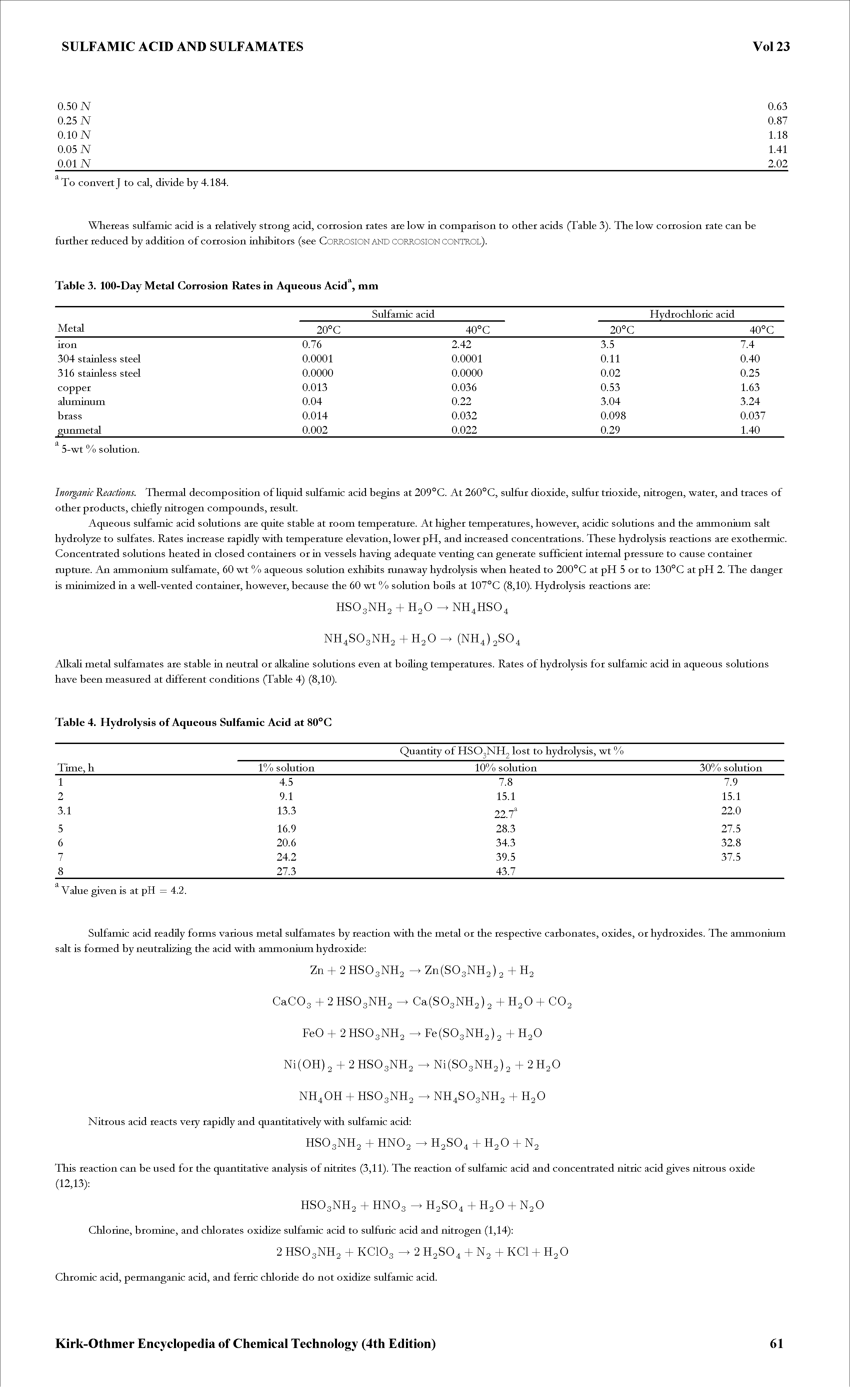 Table 3. 100-Day Metal Corrosion Rates in Aqueous Acid, mm...