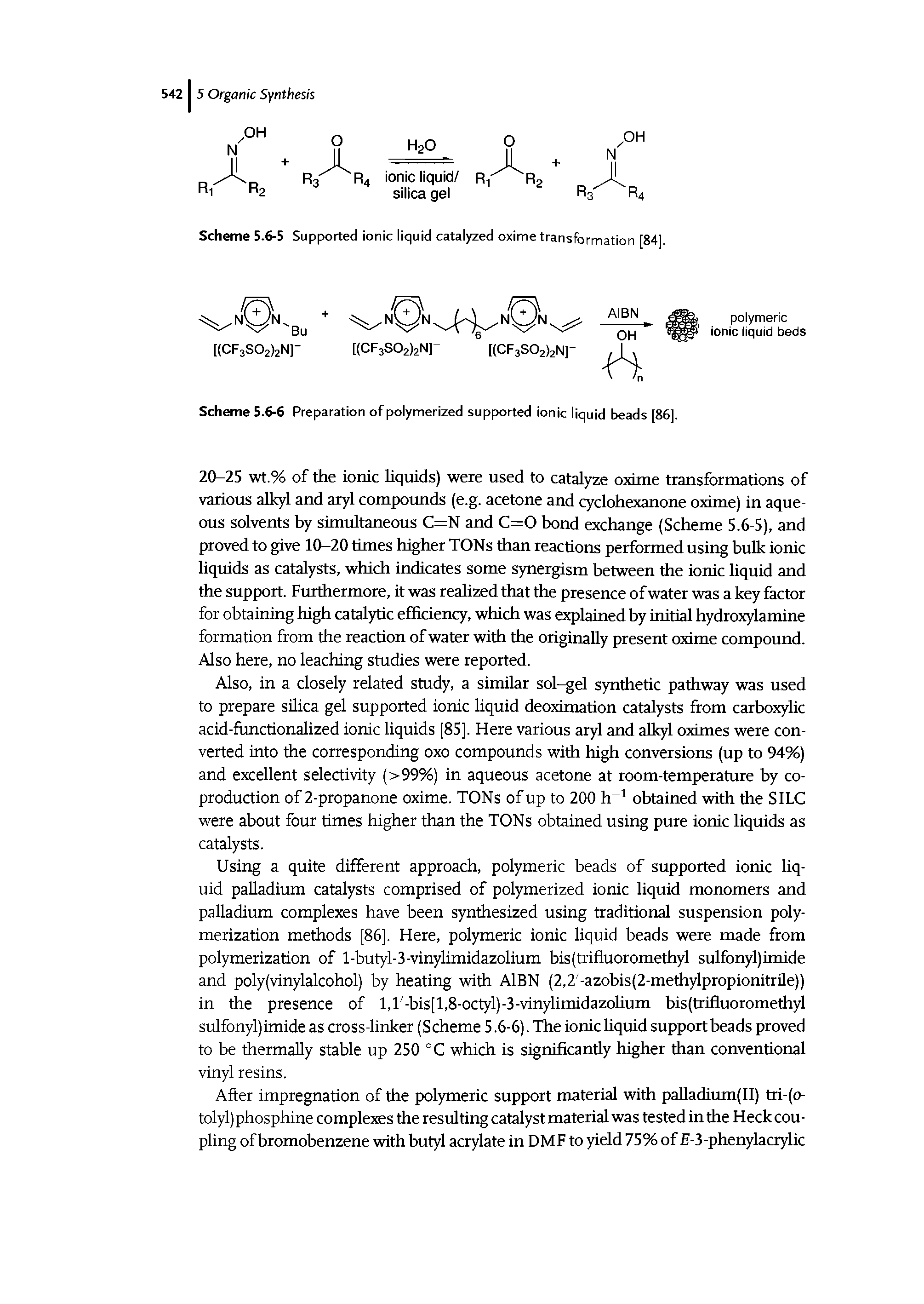 Scheme 5.6-5 Supported ionic liquid catalyzed oxime transformation [84].