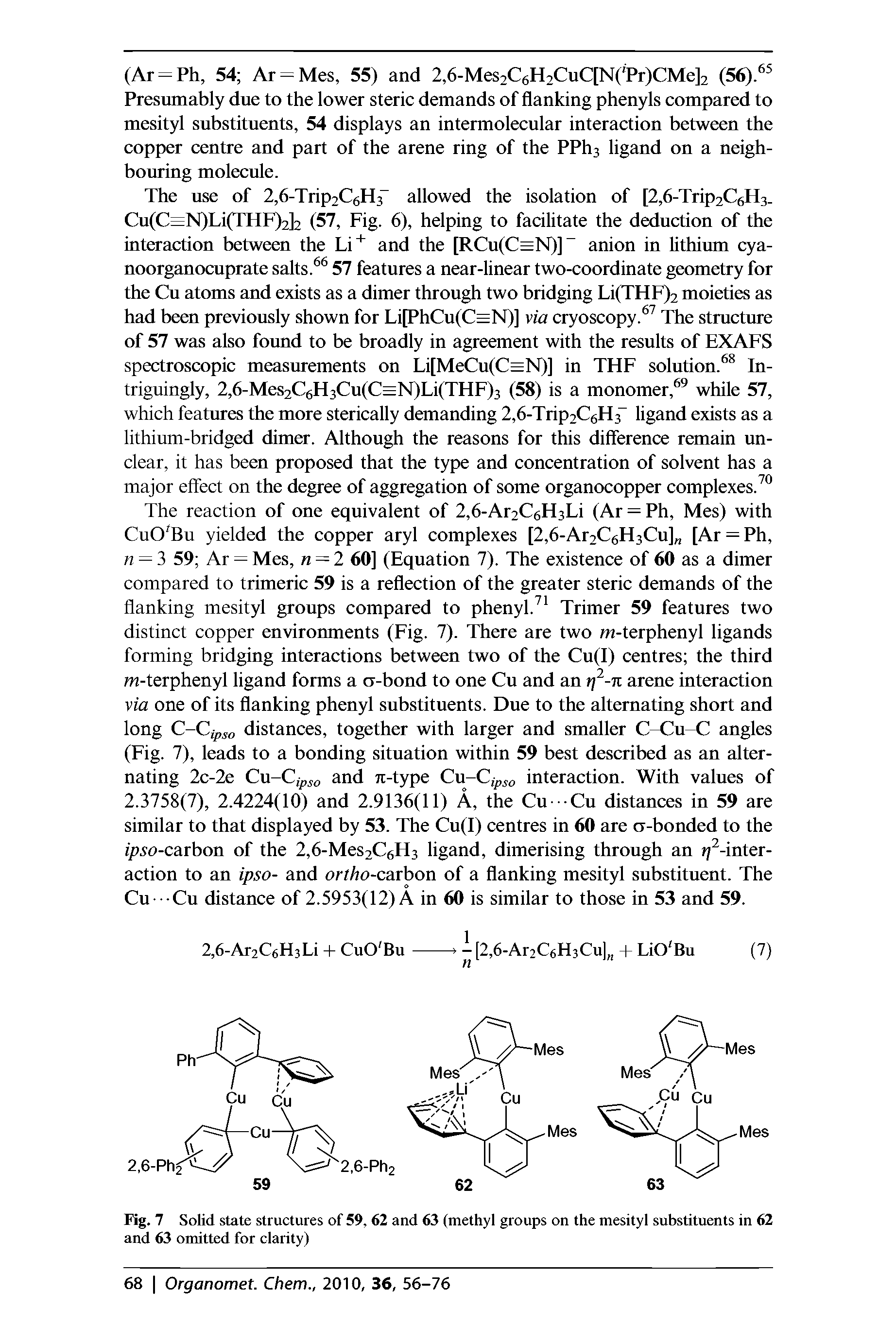 Fig. 7 Solid state structures of 59, 62 and 63 (methyl groups on the mesityl substituents in 62 and 63 omitted for clarity)...