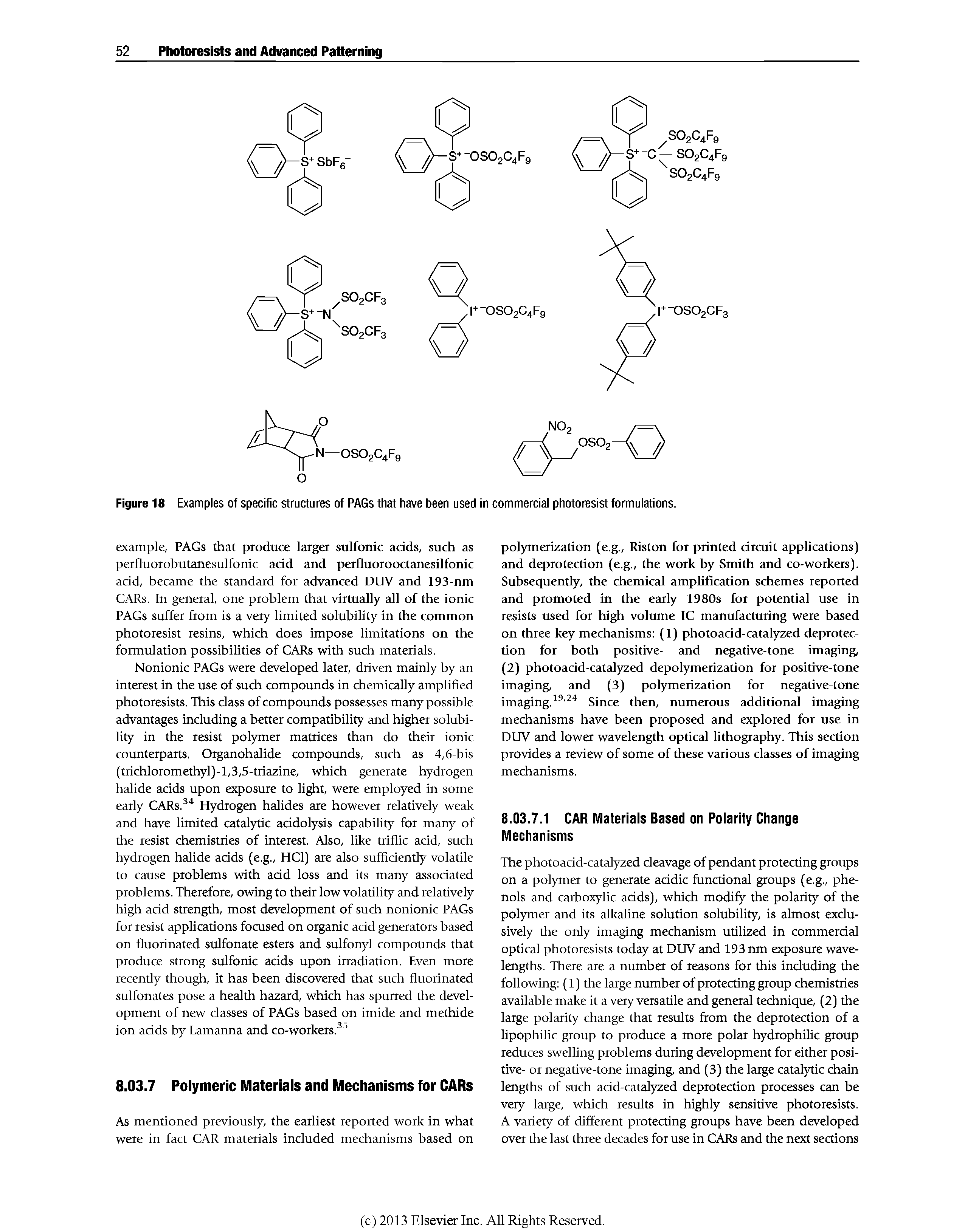 Figure 18 Examples of specific structures of PAGs that have been used in commercial photoresist formulations.