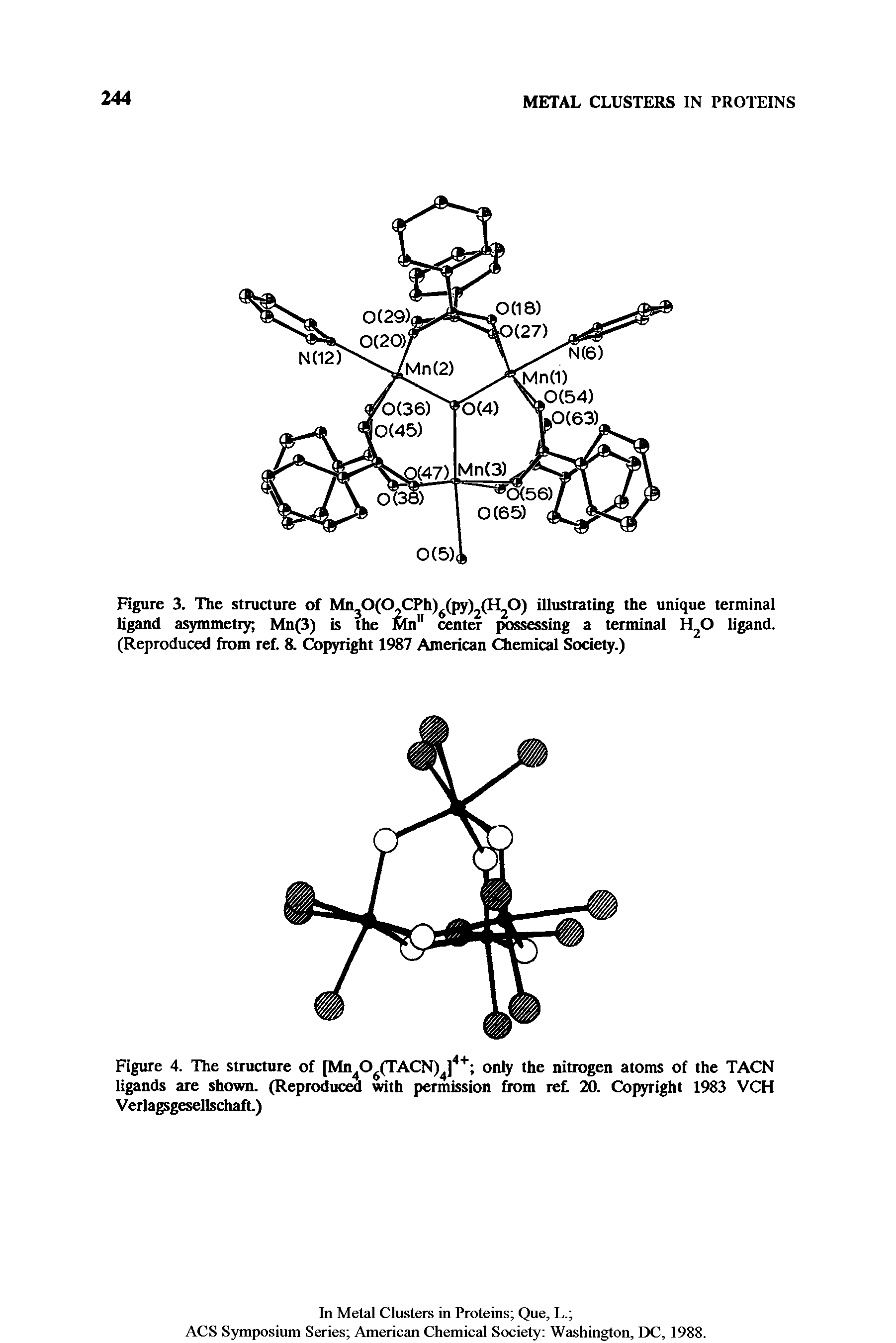 Figure 4. The structure of [Mn O (TACN) j] only the nitrogen atoms of the TACN ligands are shown. (Reproduced with permission from ret 20. Copyright 1983 VCH VerlagsgesellschafL)...